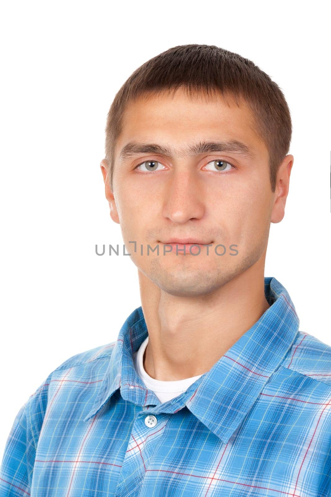 Portrait of a handsome young man against white background