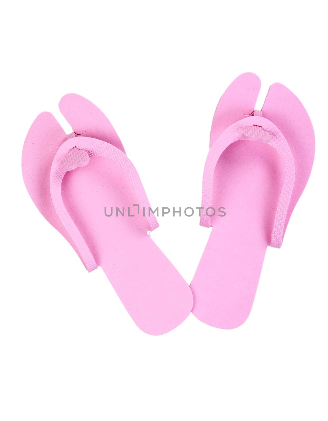 Pink Slippers Pedicure isolated on white background