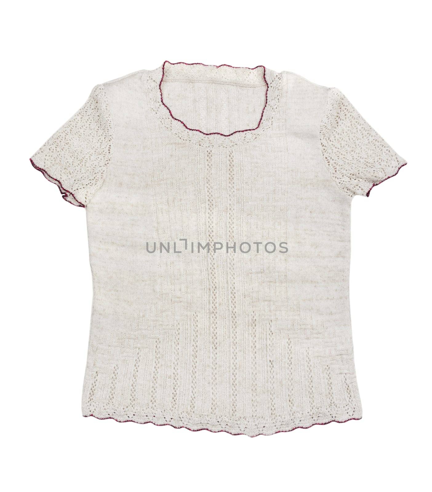 Warm beige knitted sweater isolated on a white background