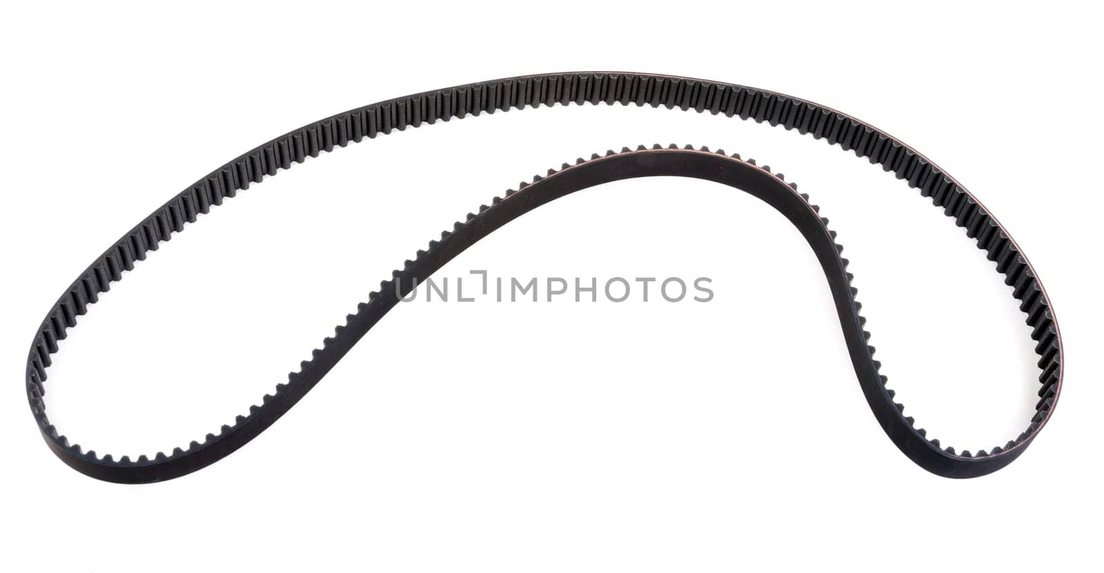 Timing belt, internal part of car engines, isolated on white background