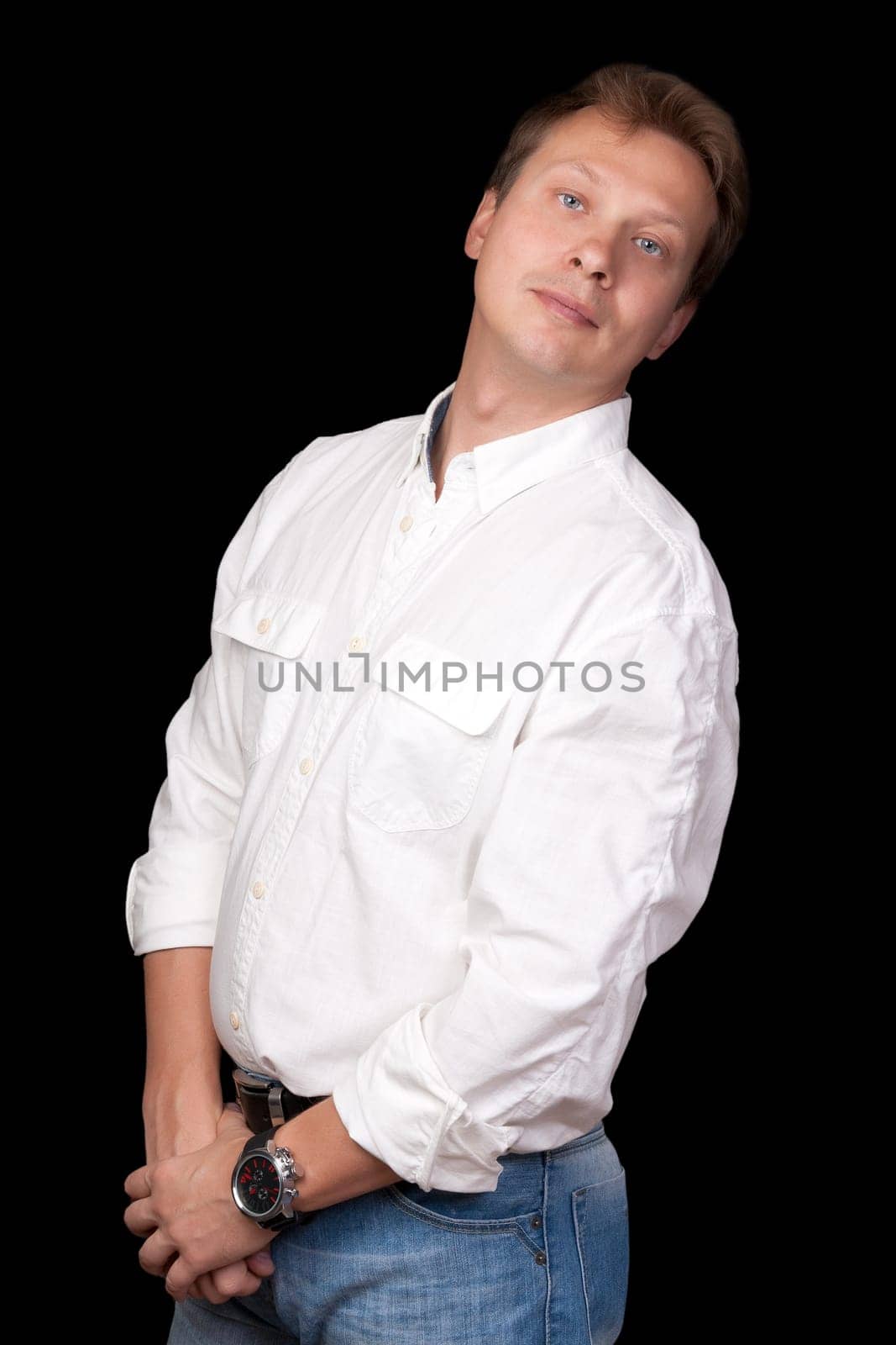 portrait of handsome man on a black background