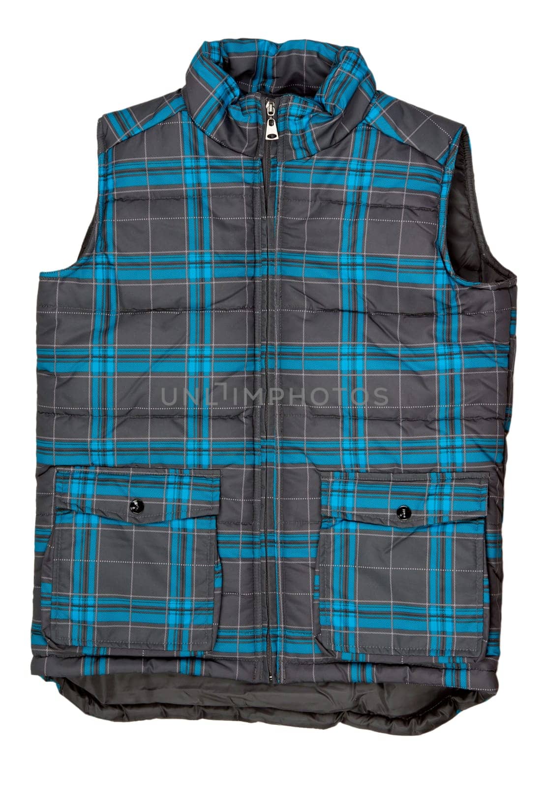 Warm plaid vest isolated on white background