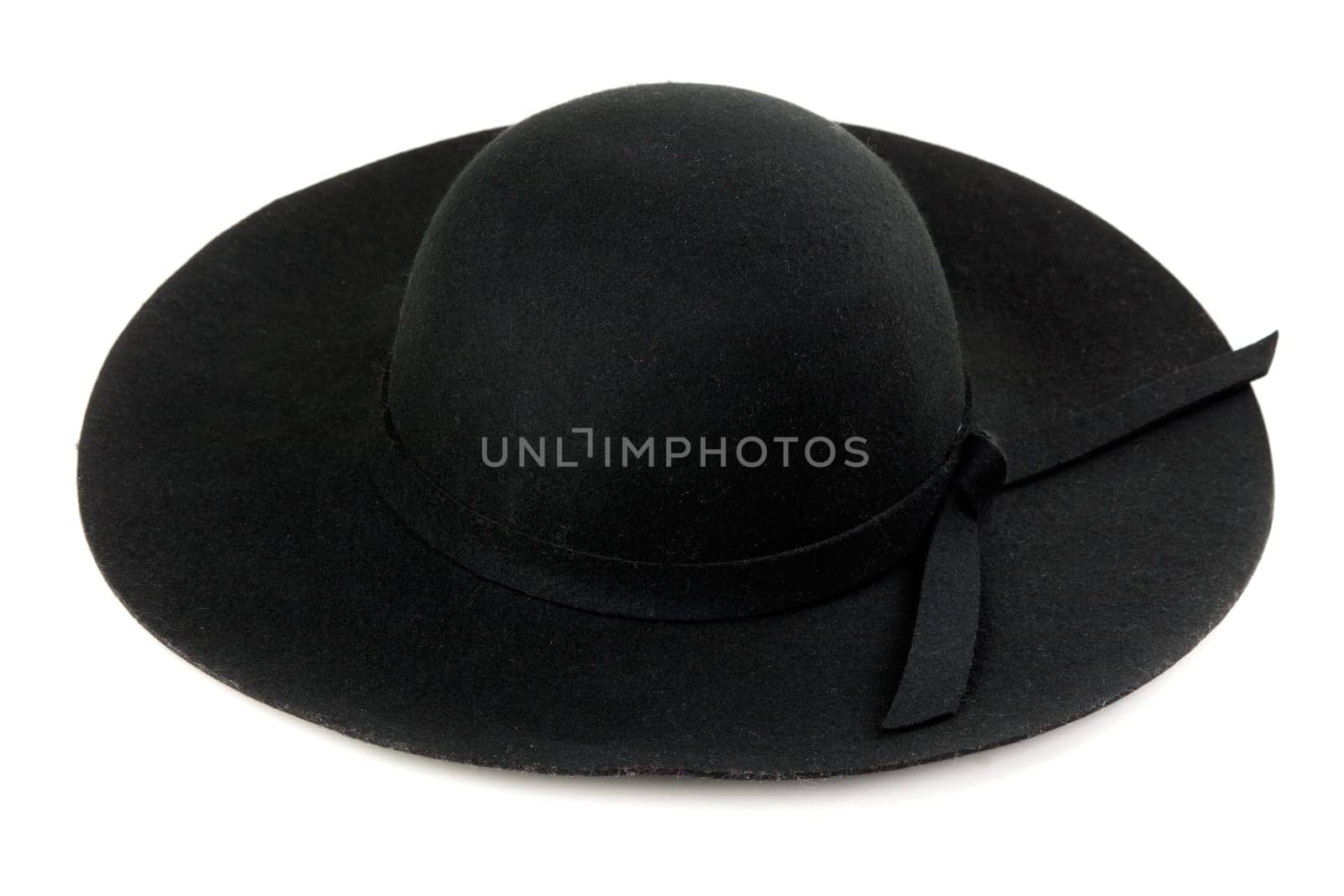 Black women felt hat isolated on white background
