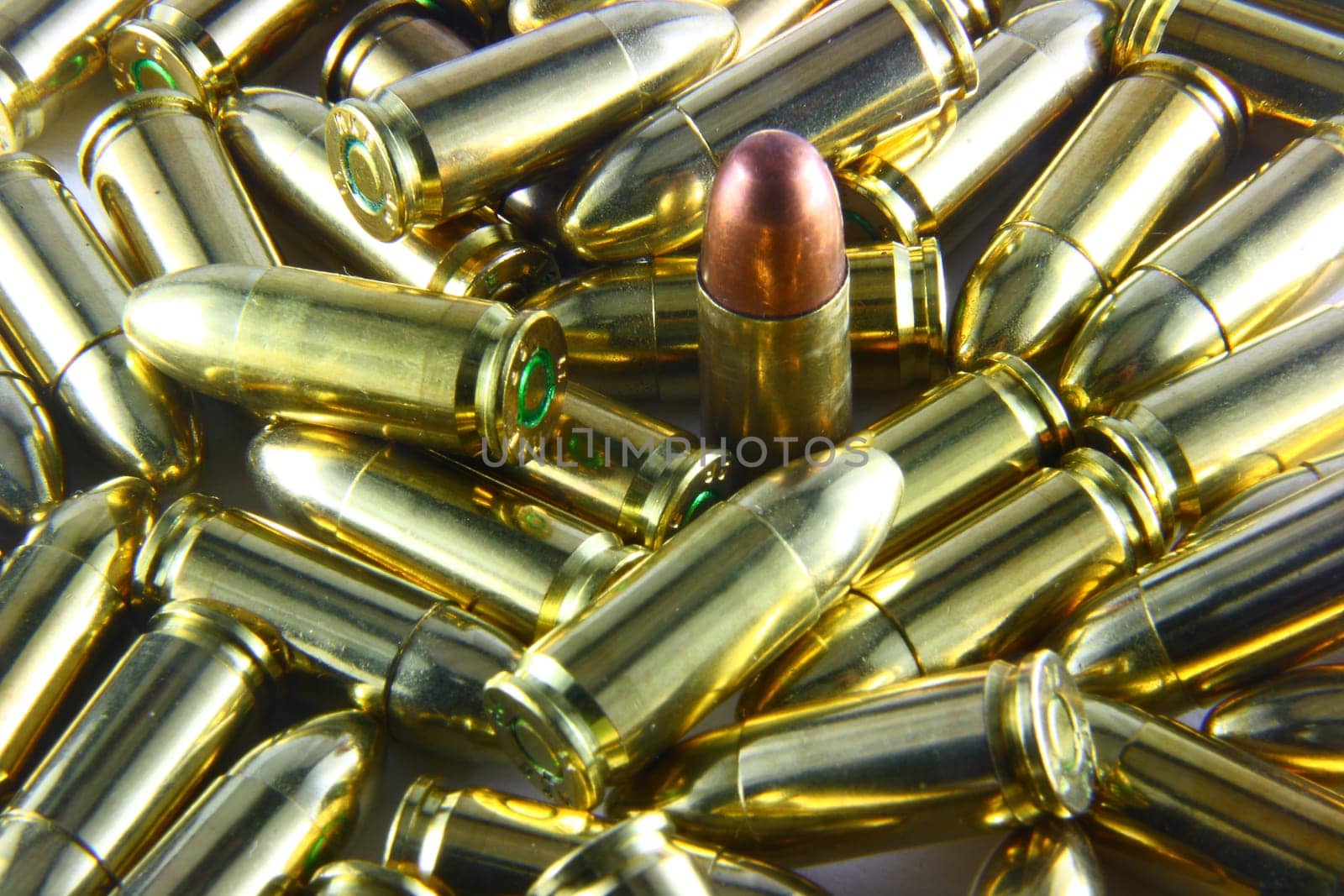 different bullets  on white isolated background