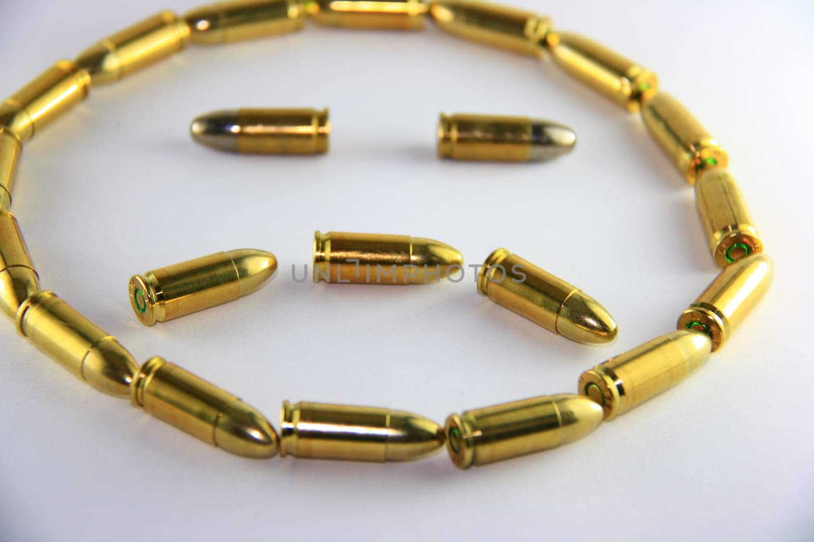 different bullets  on white isolated background