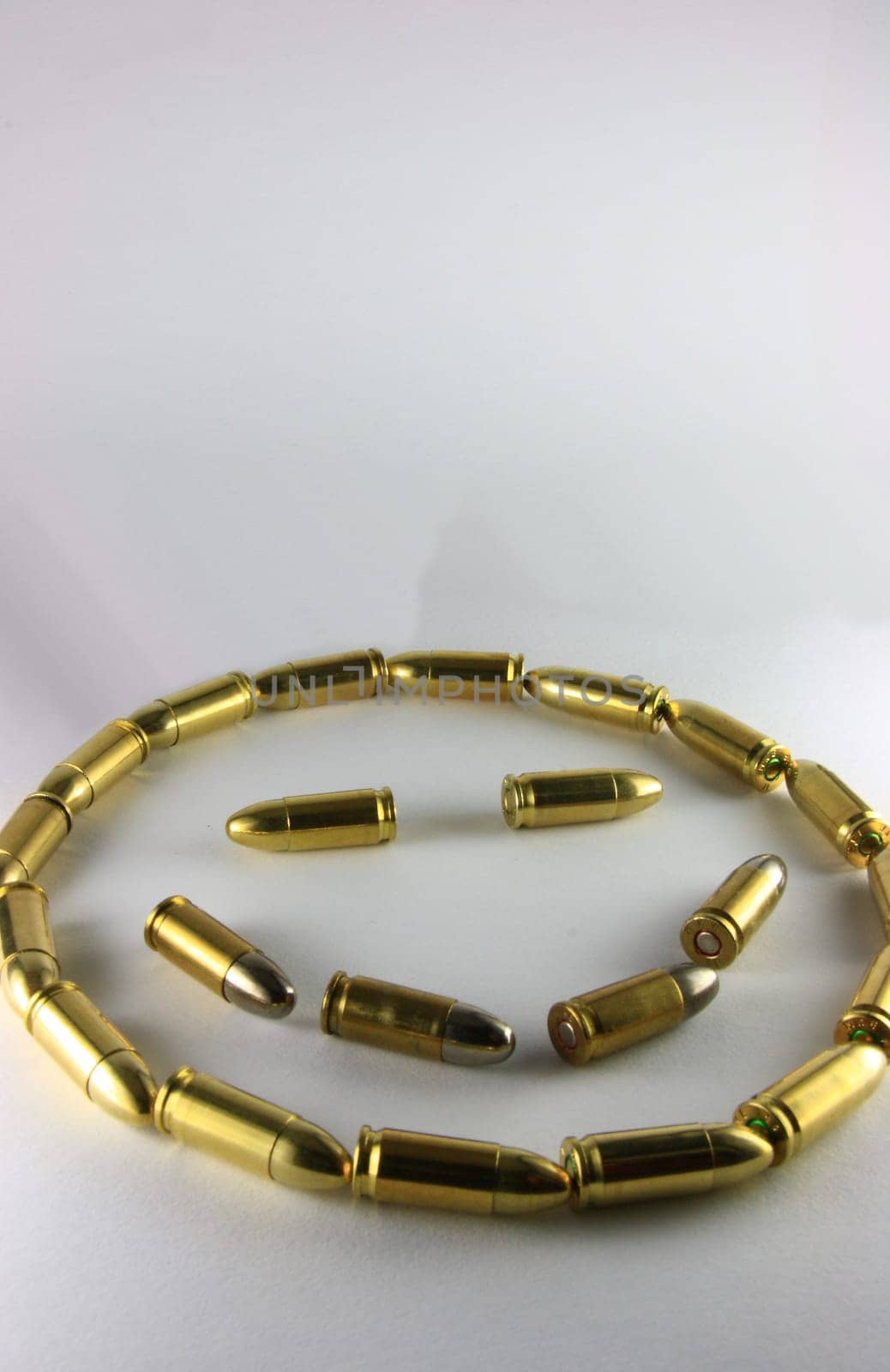 different bullets  on white isolated background