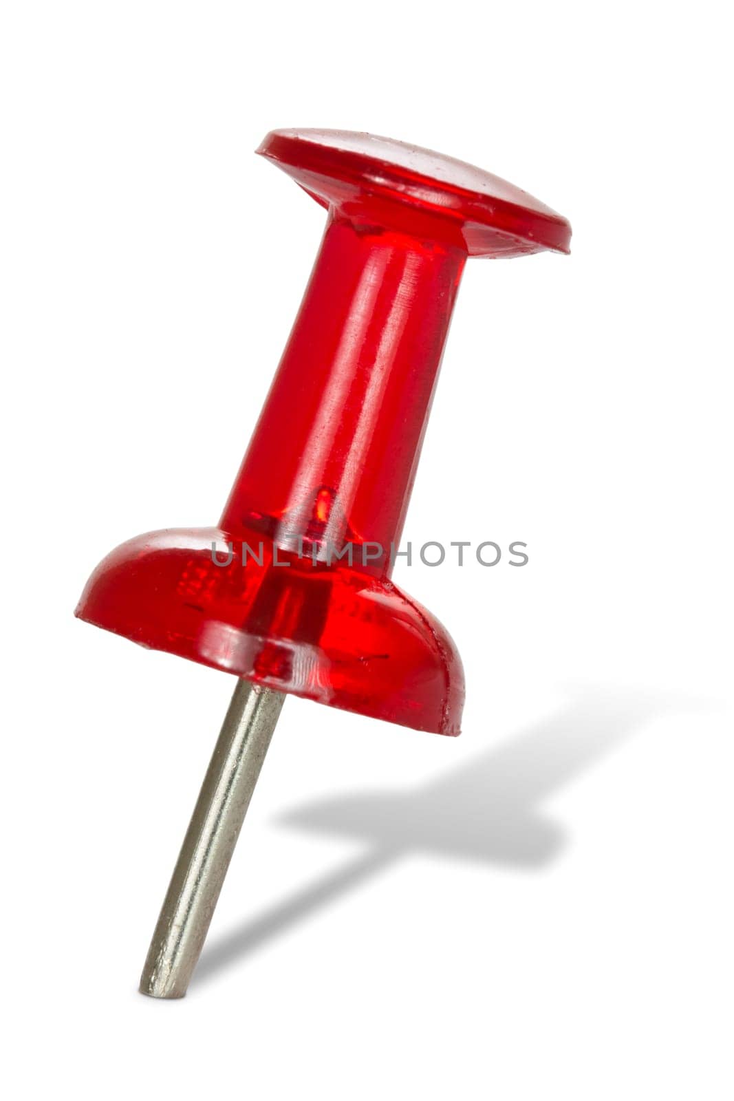 Red  push pin isolated on white background