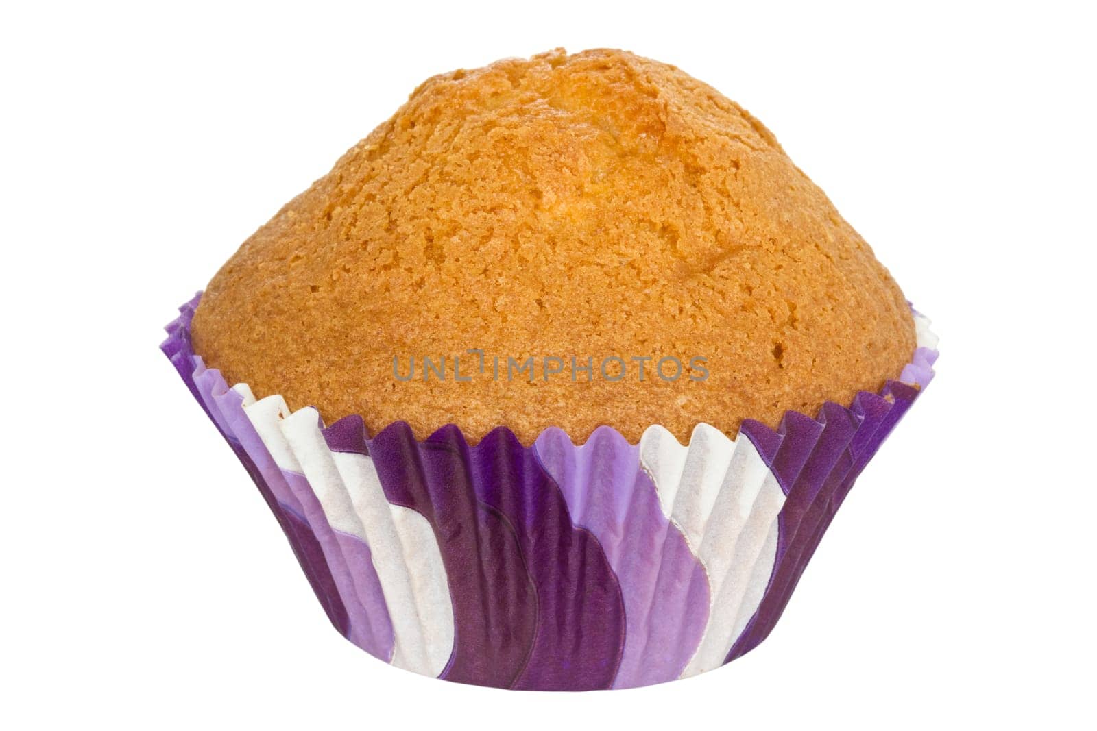 Tasty muffin cake isolated on white background