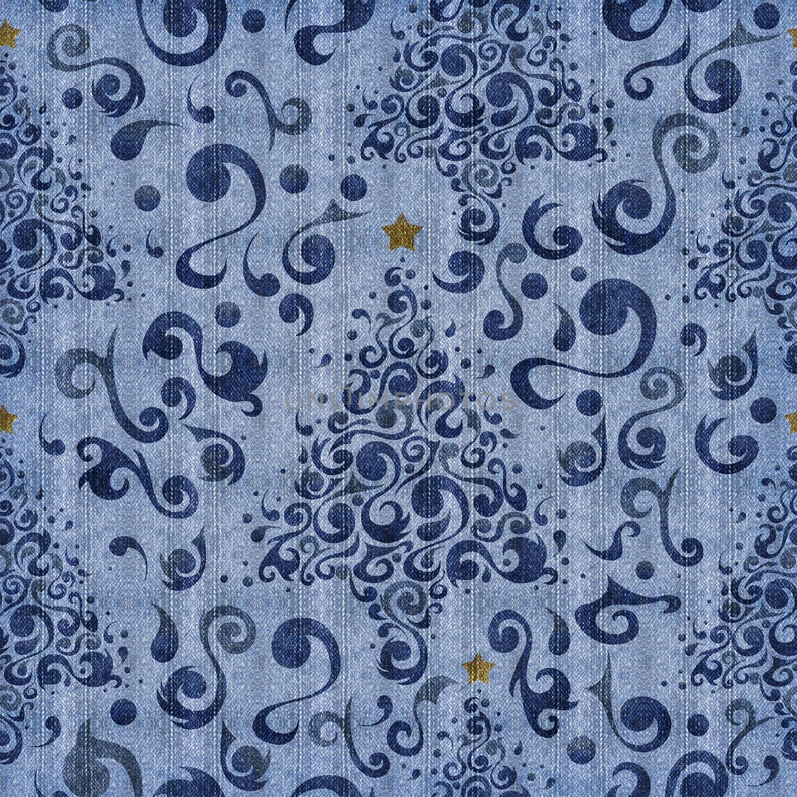 Christmas tree jean fabric textured seamless pattern background.