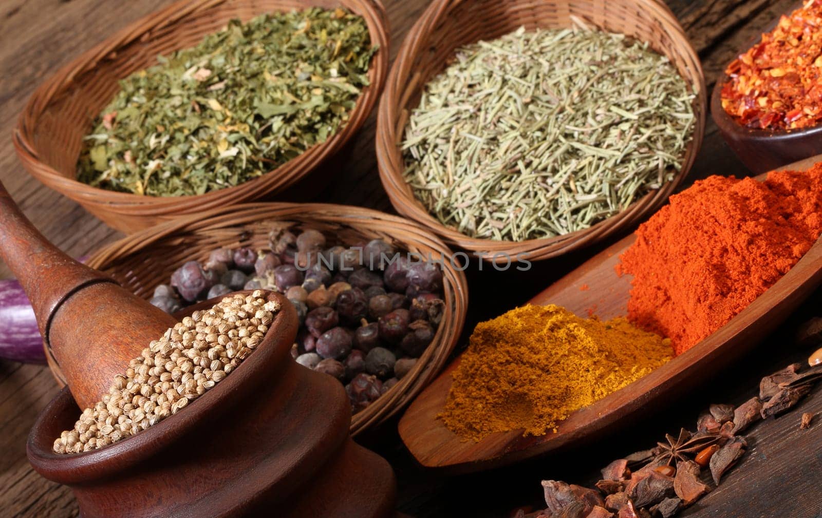 Different spices. Various colours and textures
