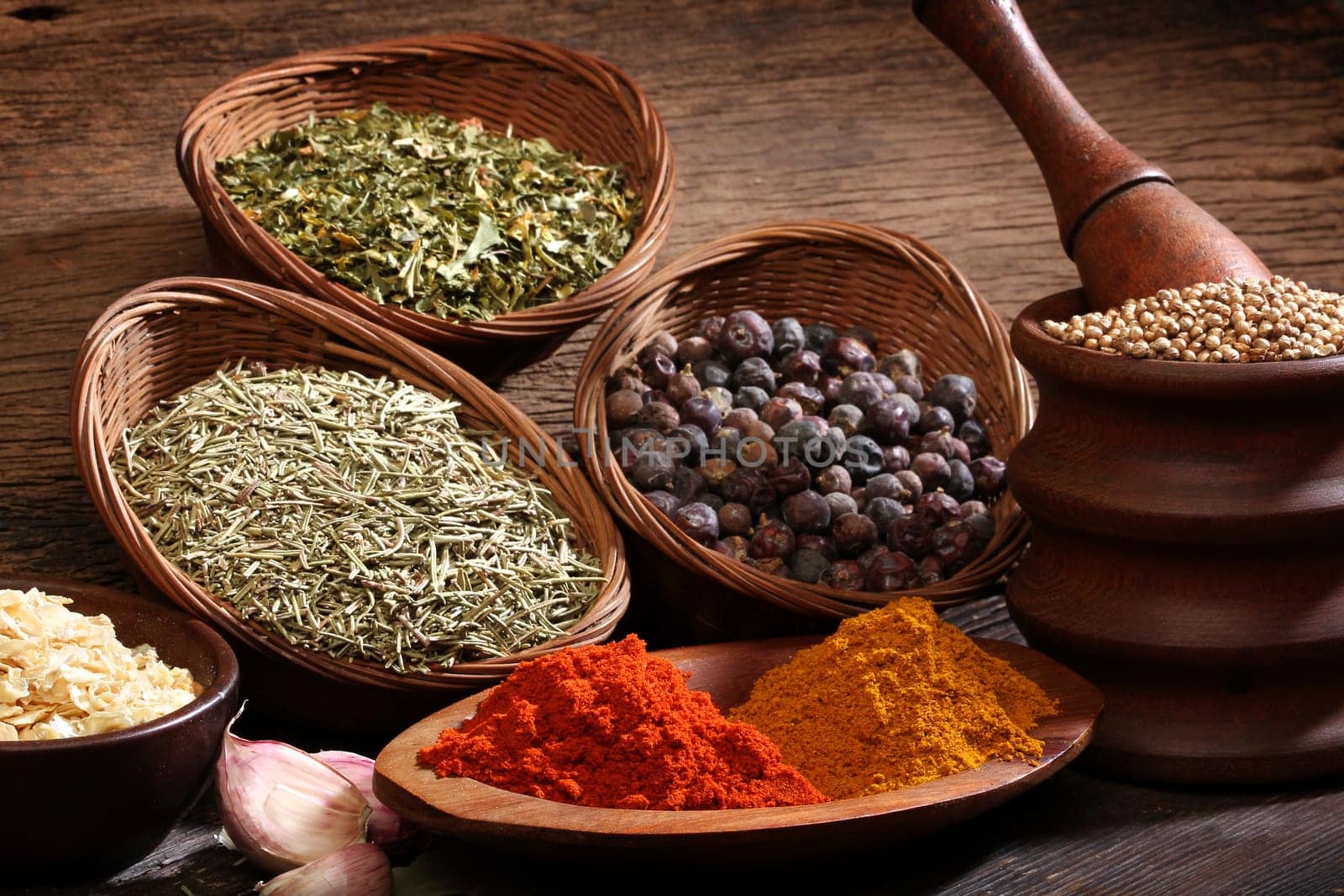 Different spices. Various colours and textures
