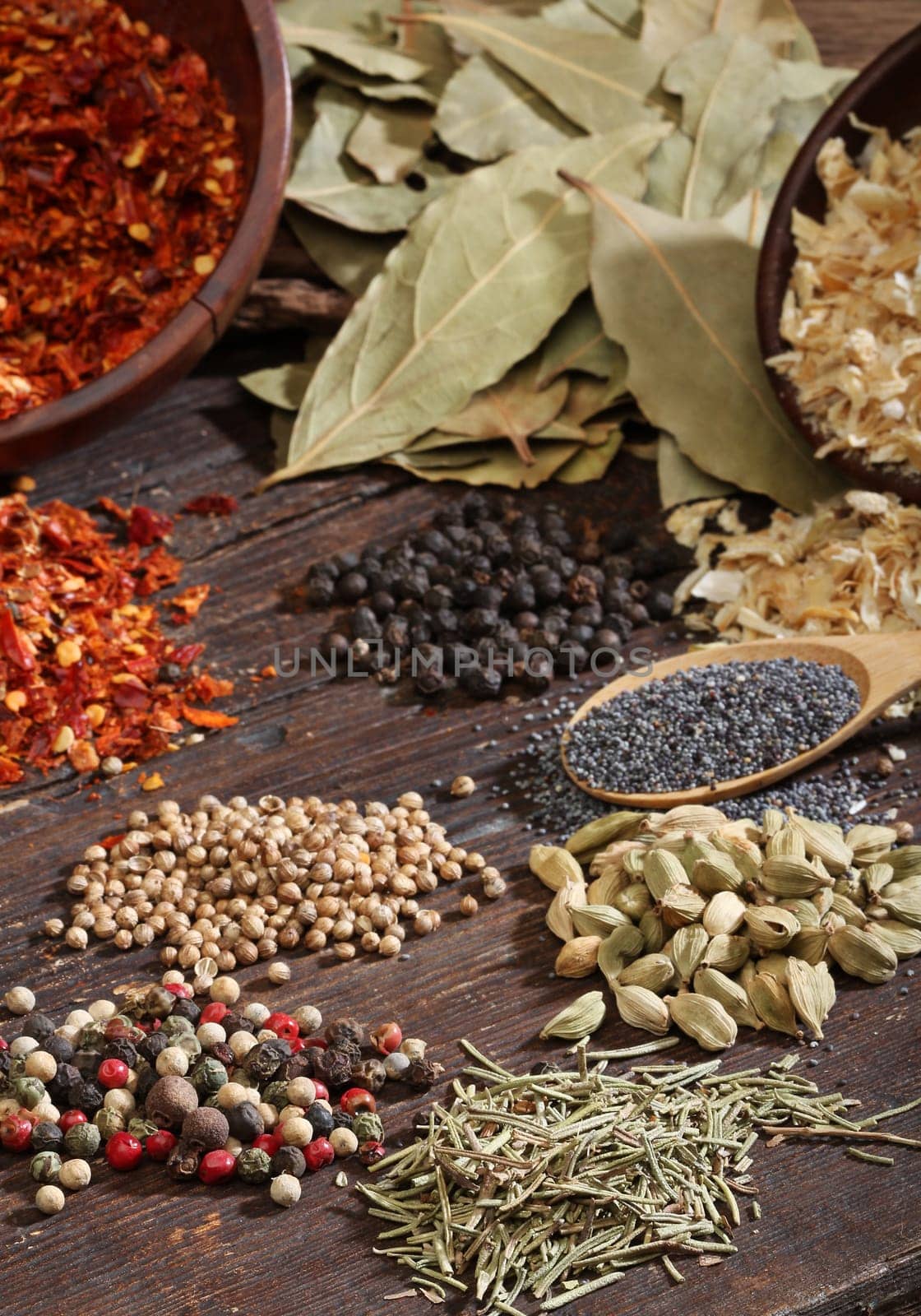 Different spices. Various colours and textures