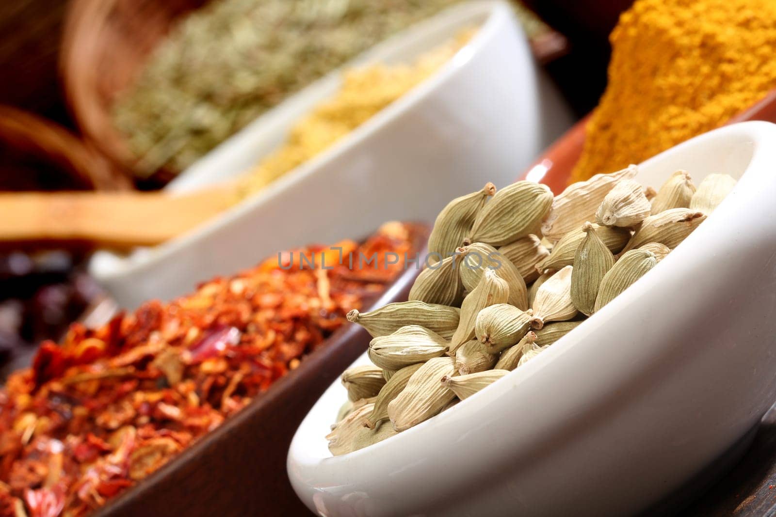 Different spices. Various colours and textures