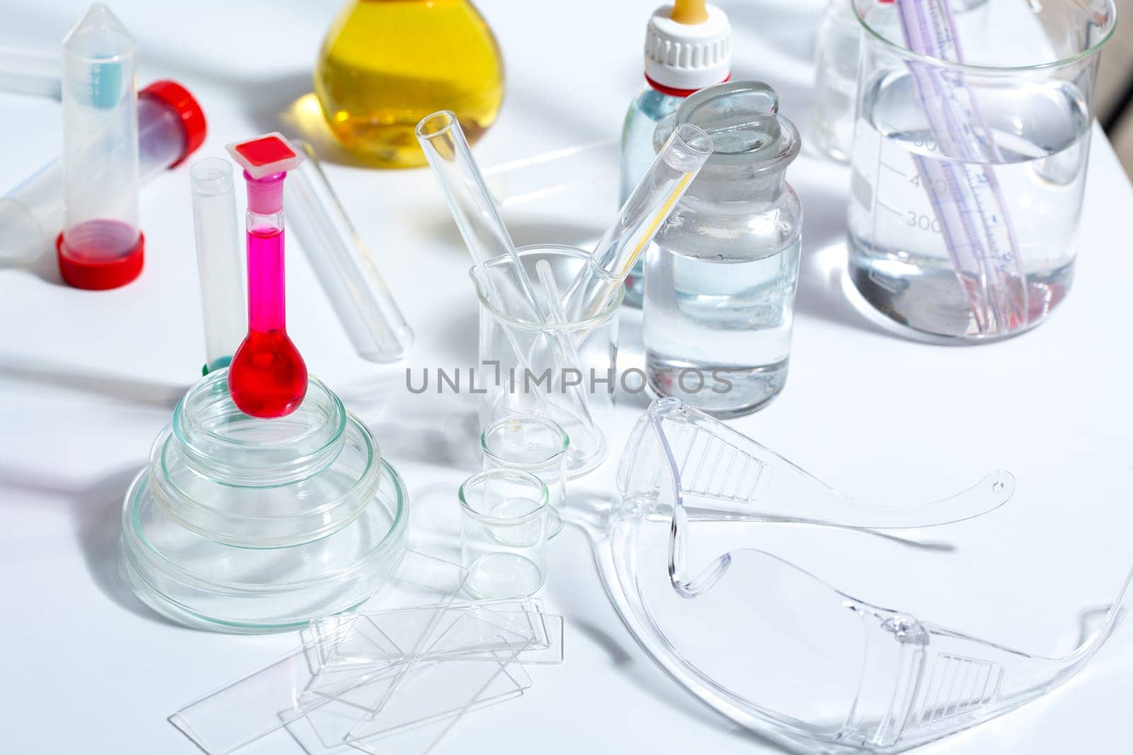 Chemical scientific laboratory stuff test tube flask pipette