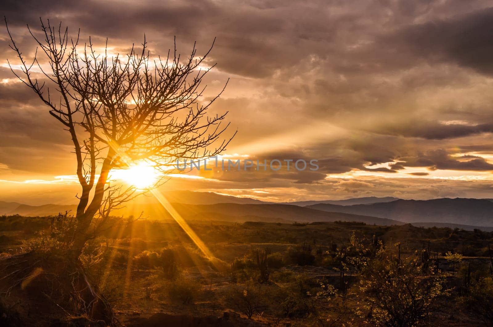 A stunning sunrise in Tatacoa desert in Colombia