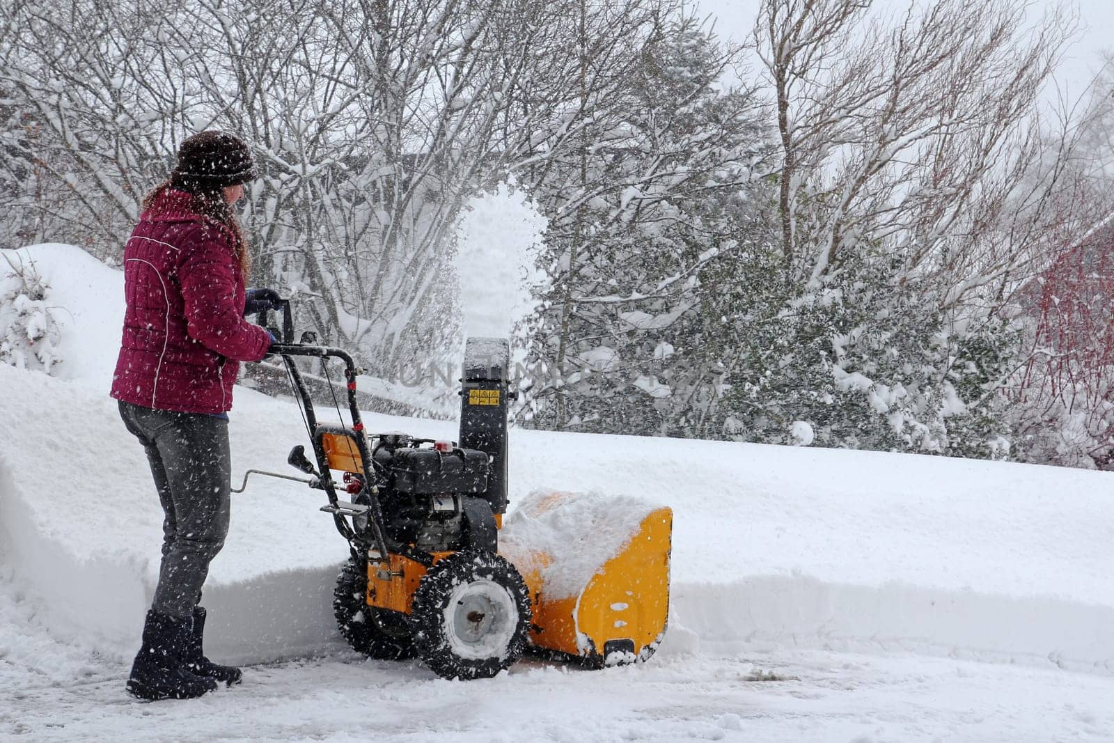 Snow blowers during heavy snowfall