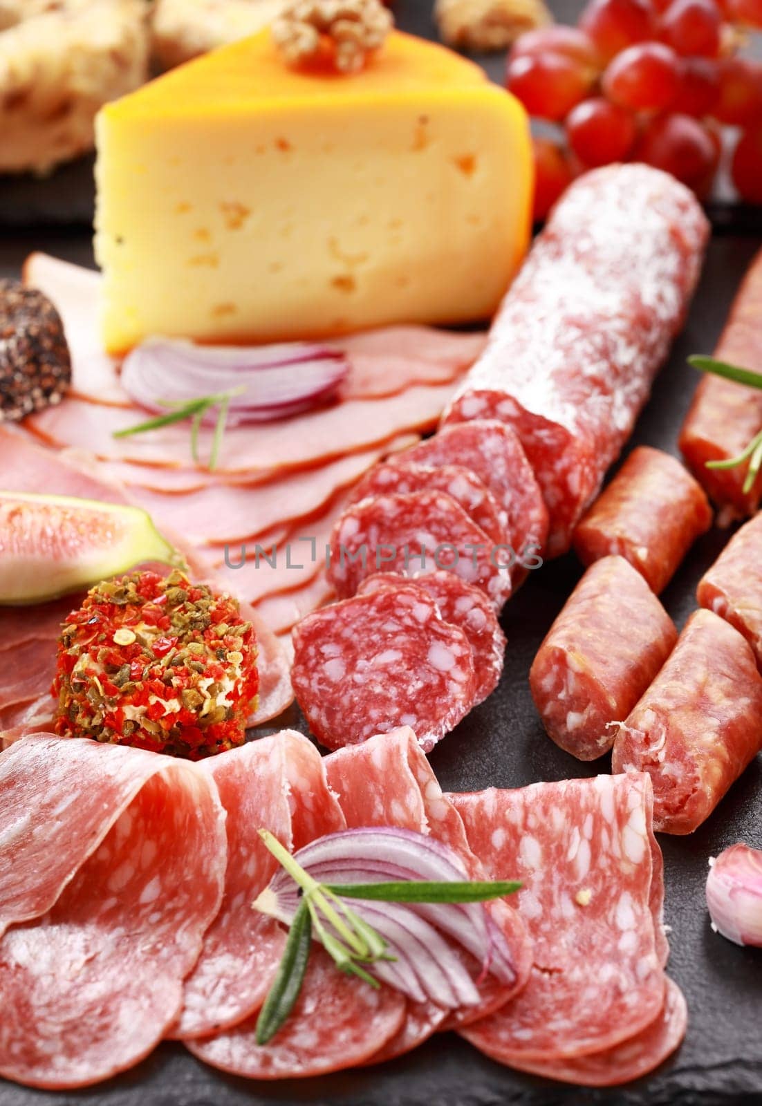 Antipasto catering platter with salami and cheese