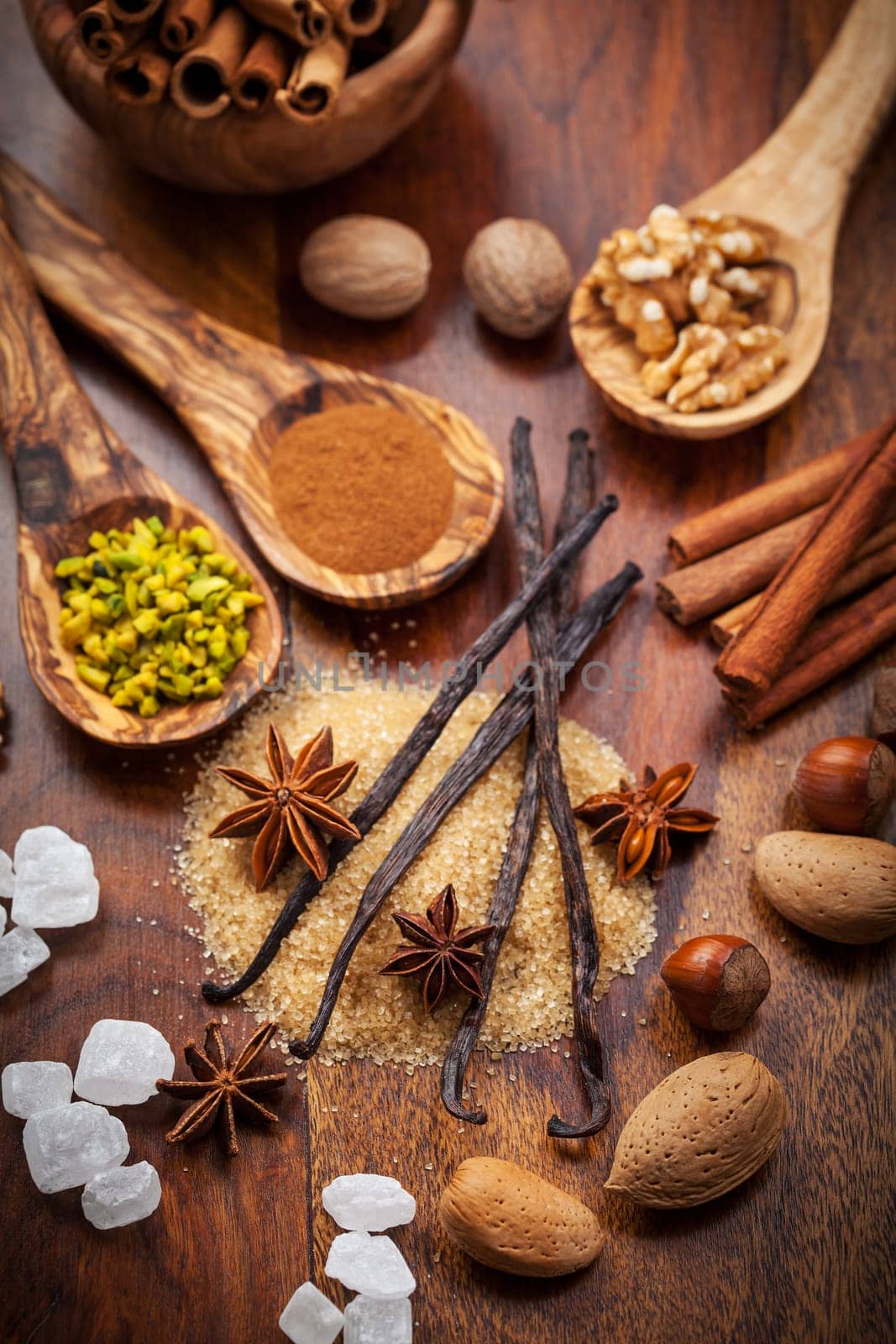 Aromatic food ingredients for baking Christmas cookies
