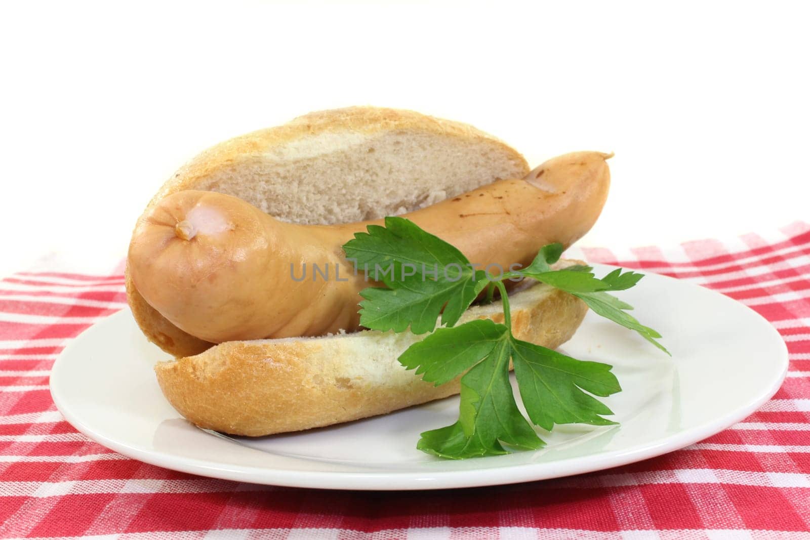 a bockwurst in a sliced bun