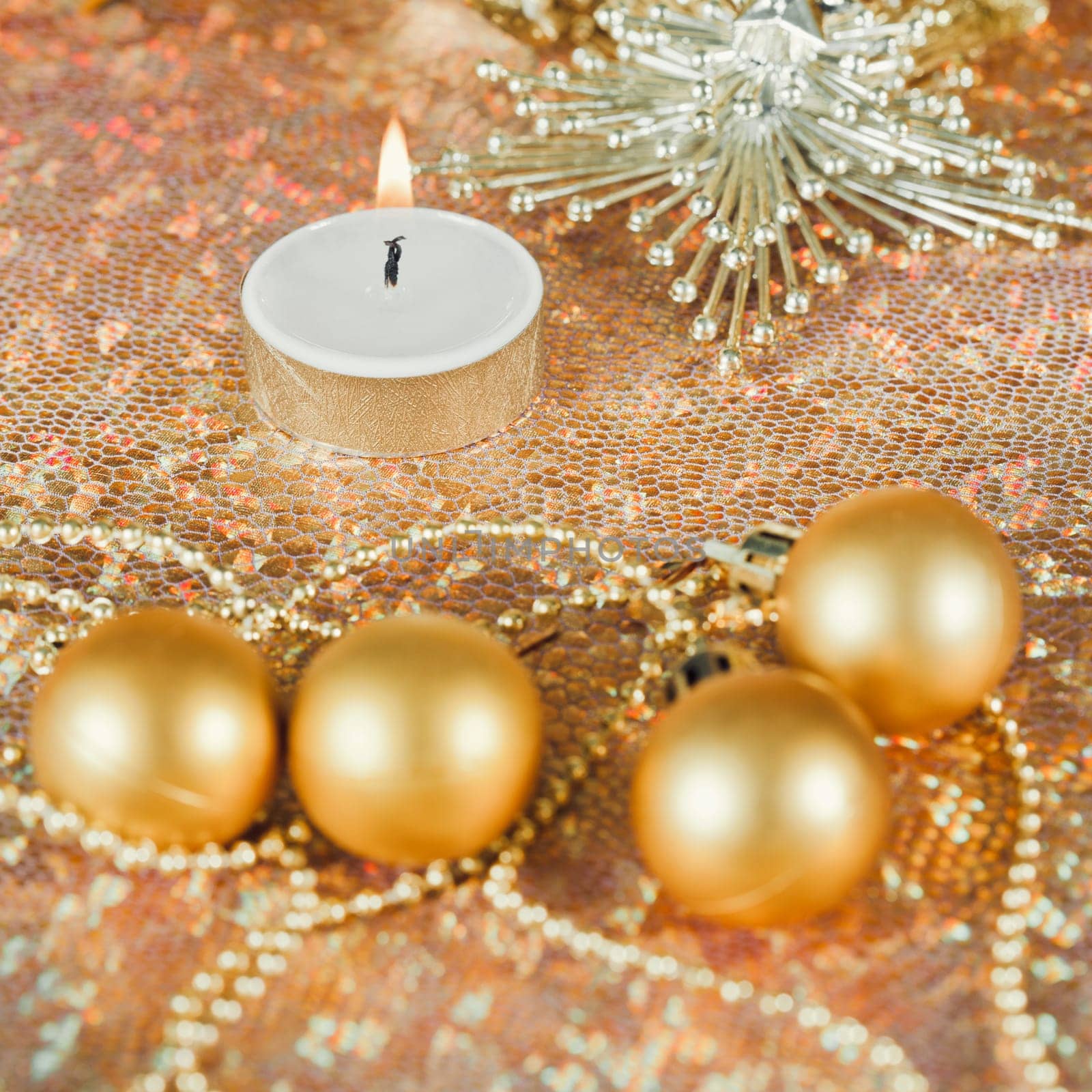 Christmas decorations on abstract background