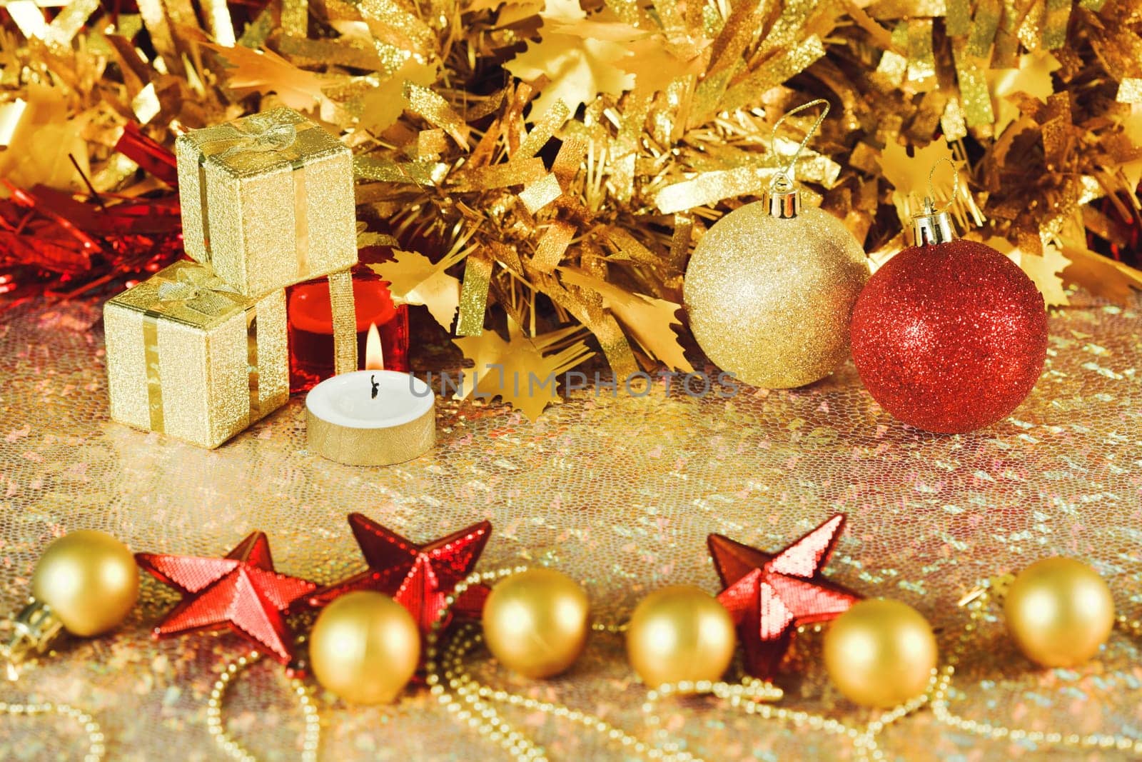 Christmas decorations on abstract background