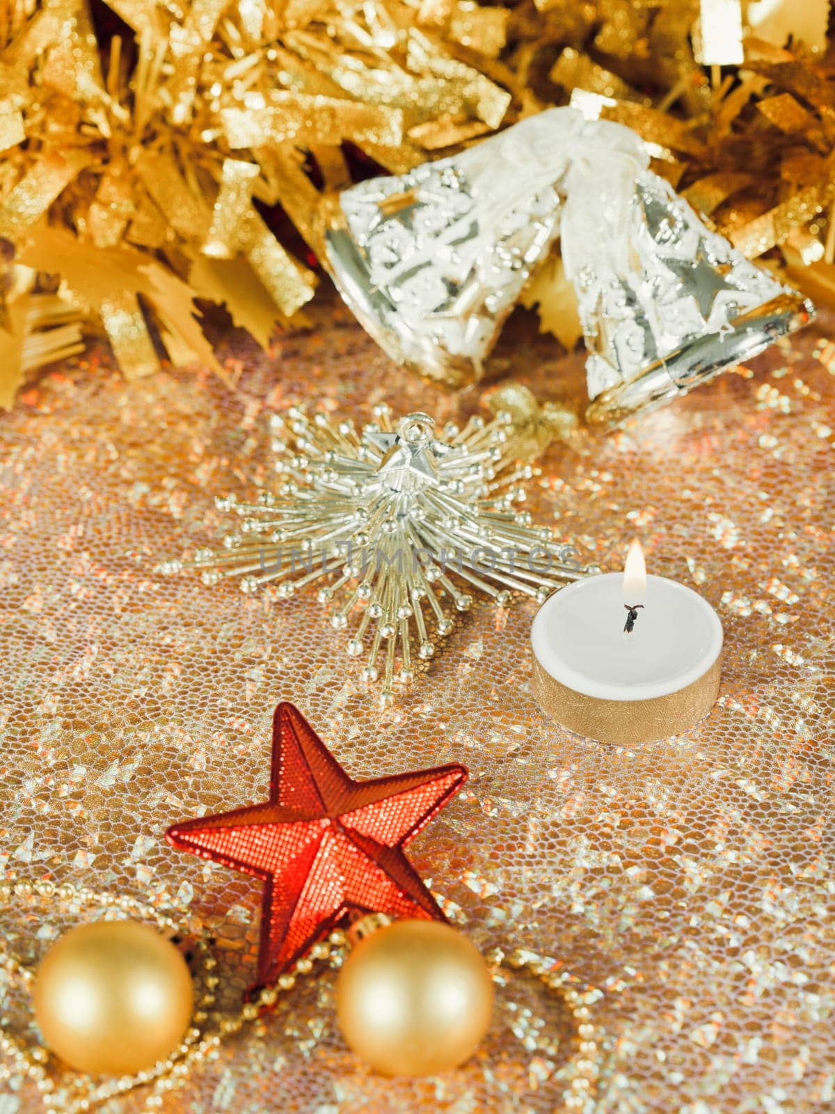 Christmas decorations on abstract background