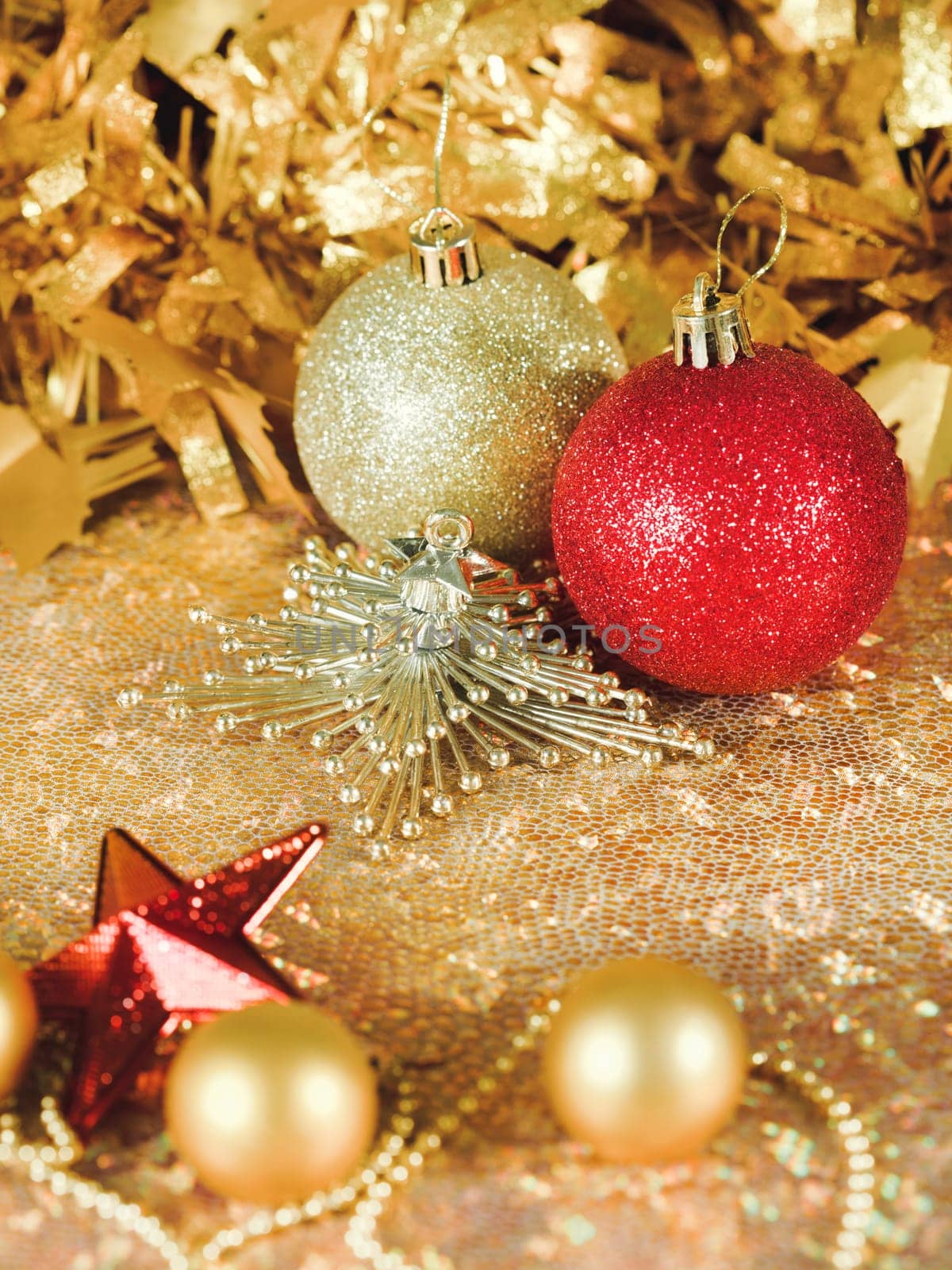 Christmas decorations on abstract background