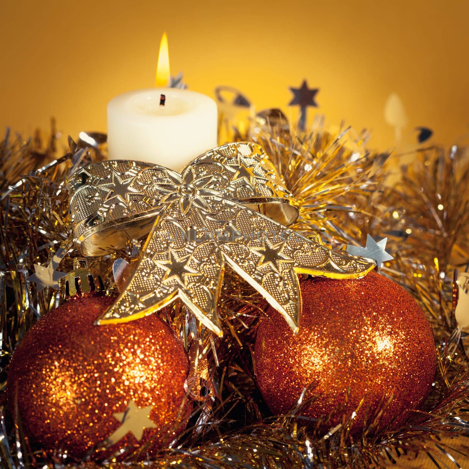 Christmas decorations on abstract background
