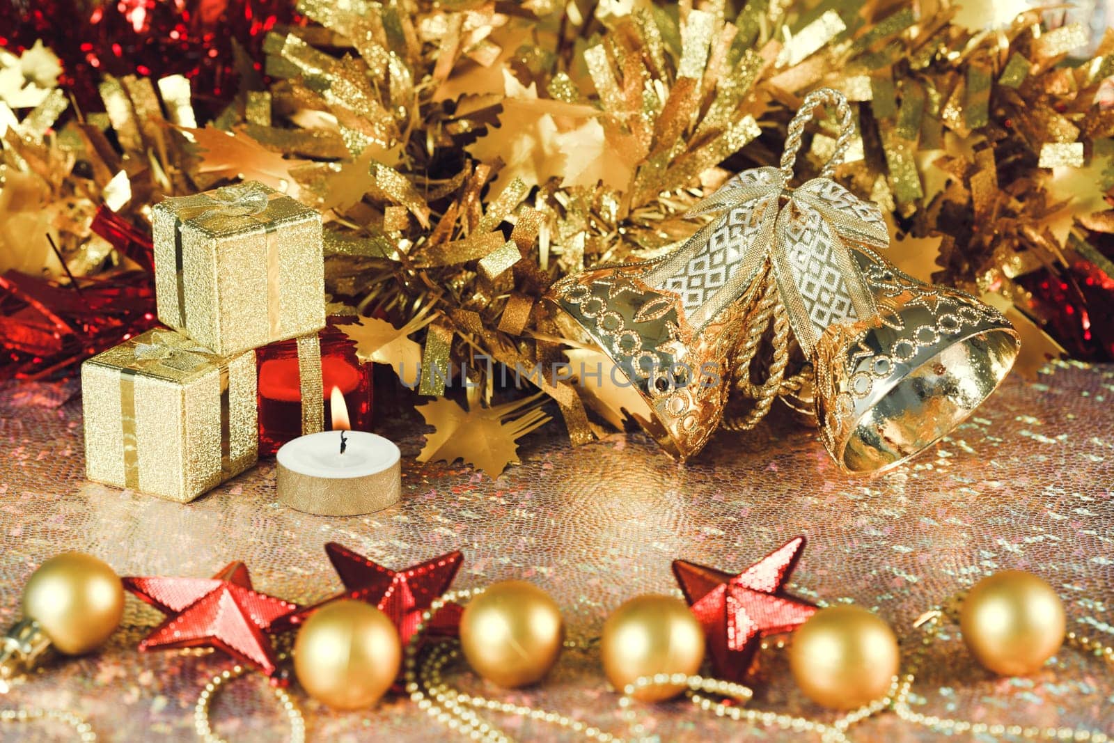 Christmas decorations on abstract background