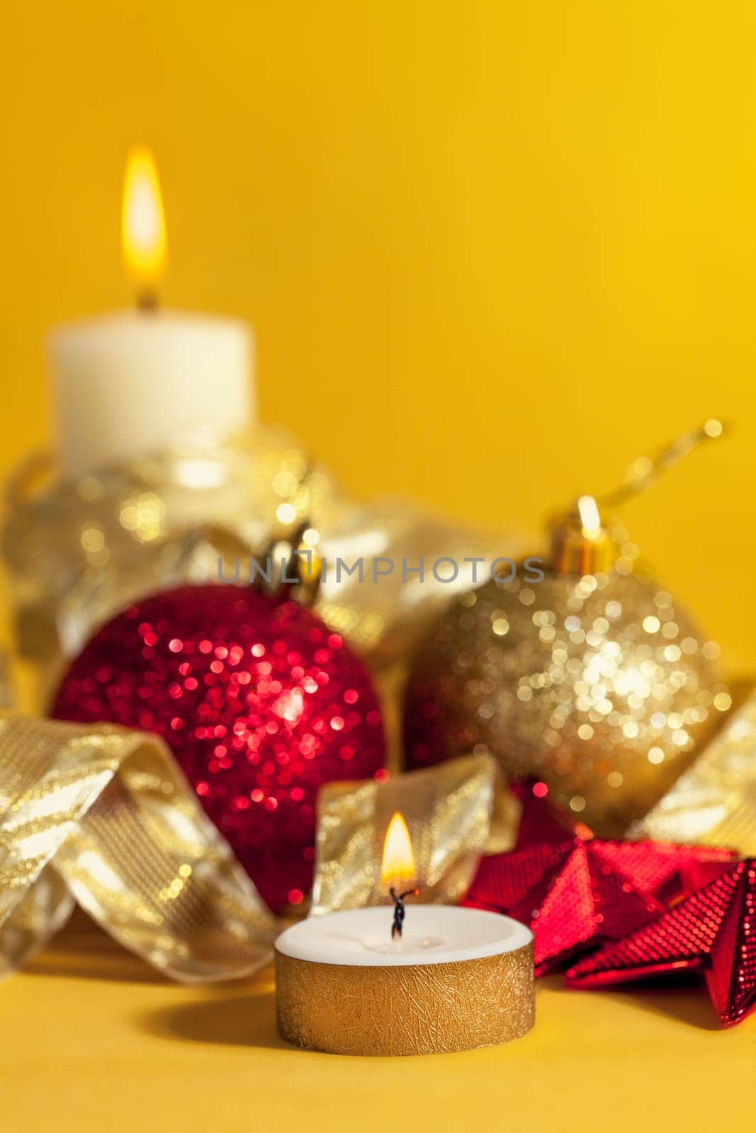 Christmas decorations on abstract background