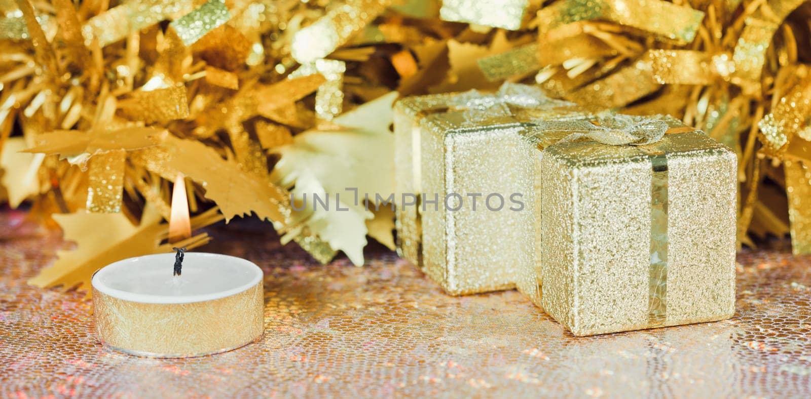 Christmas decorations on abstract background