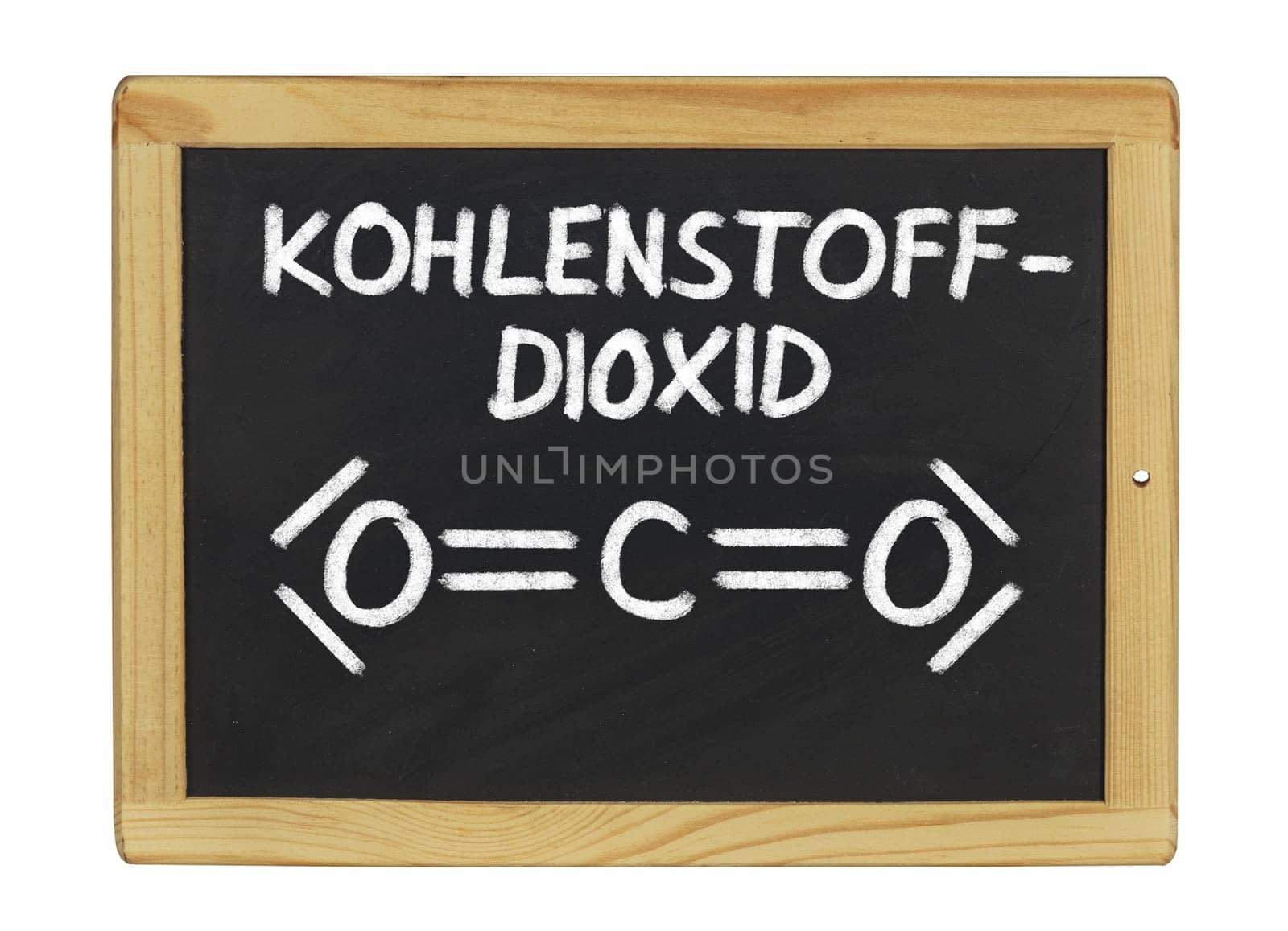 chemical structural formula of carbon dioxide on a slate