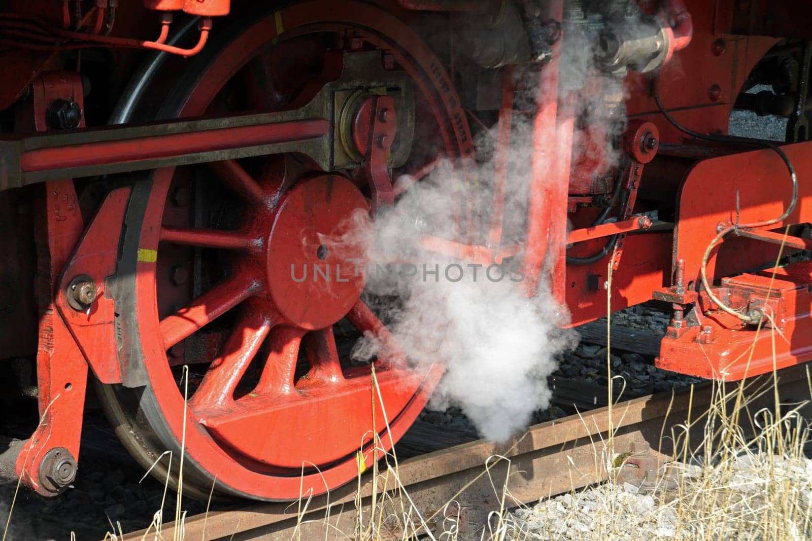 Wheels of a steam locomotive