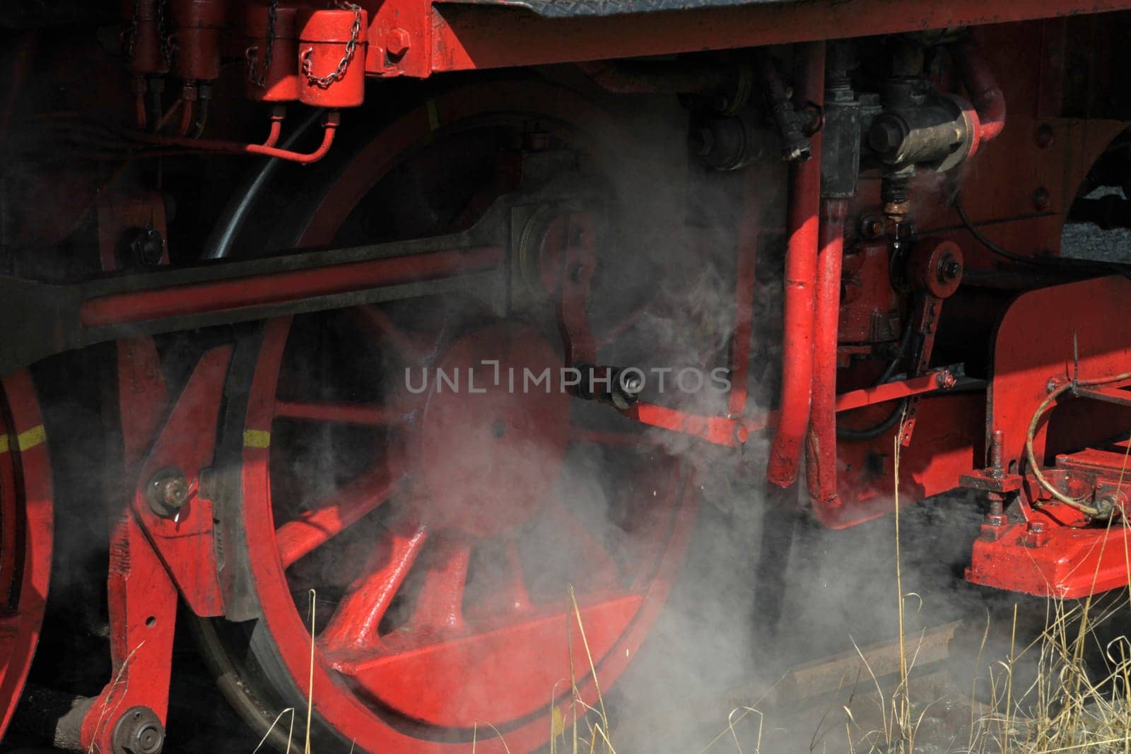 Wheels of a steam locomotive