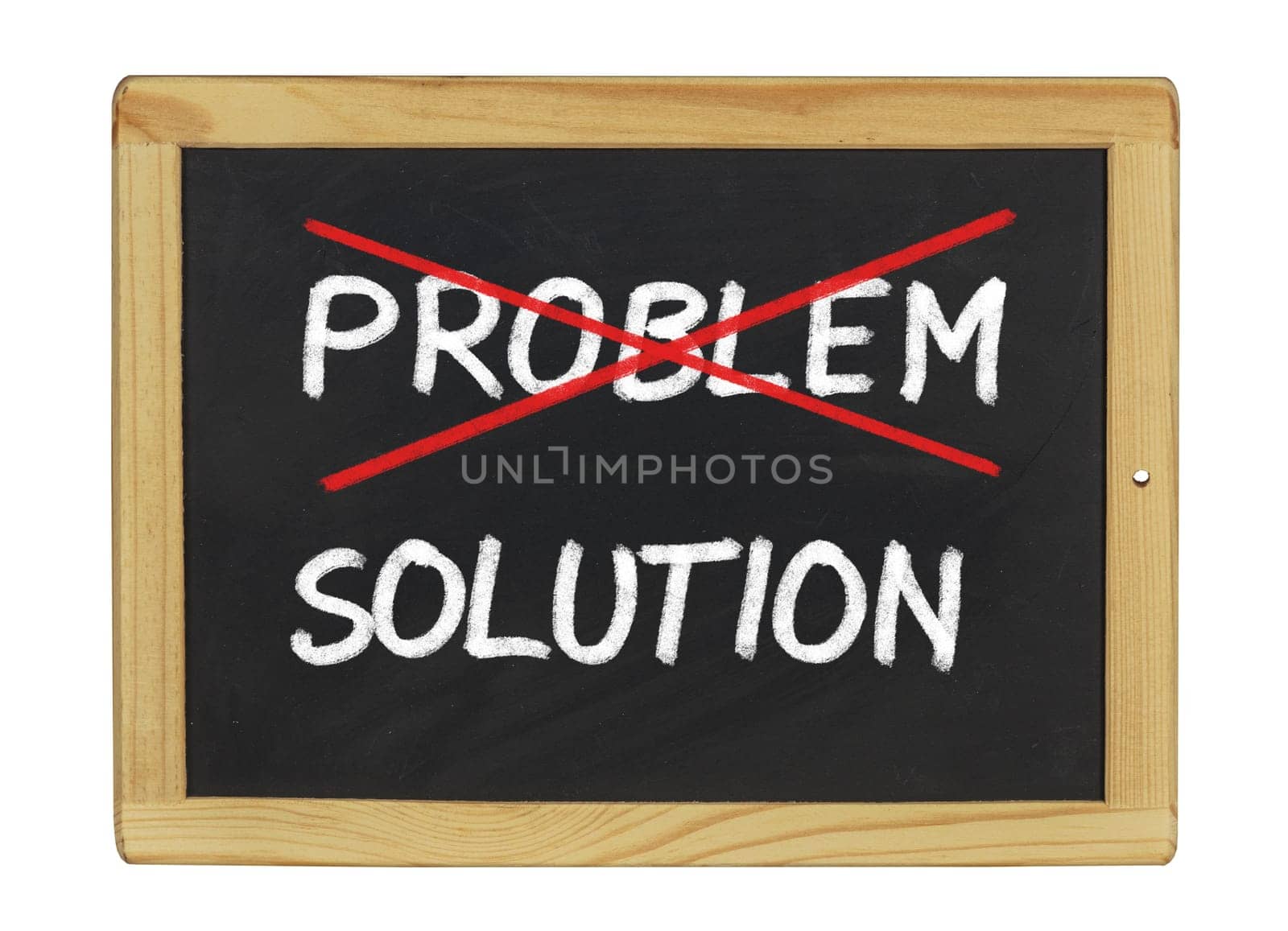 Problem and solution written on a slate