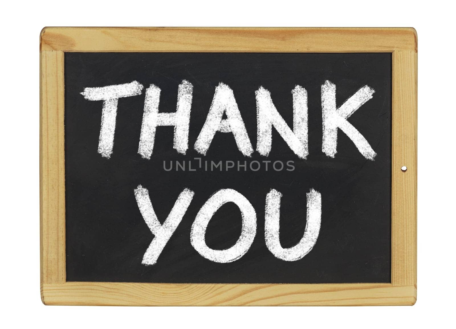 Thank you written on a slate