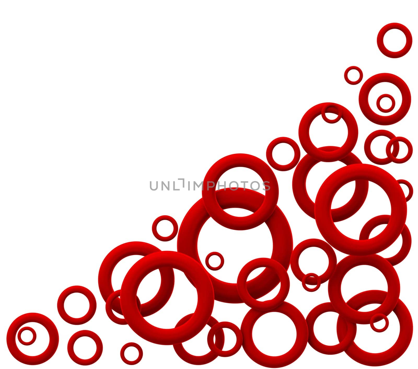 big and small rings folded triangle in the corner for advertise on white background