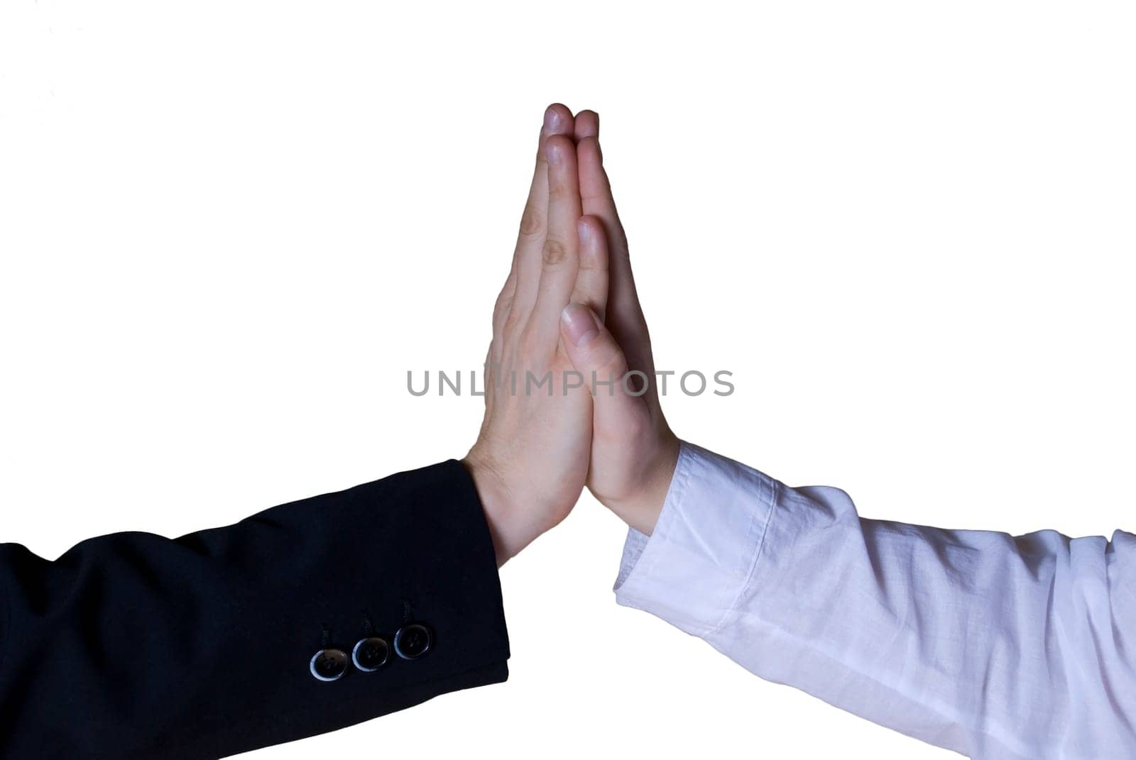 a business handclap symbolizing success, on white