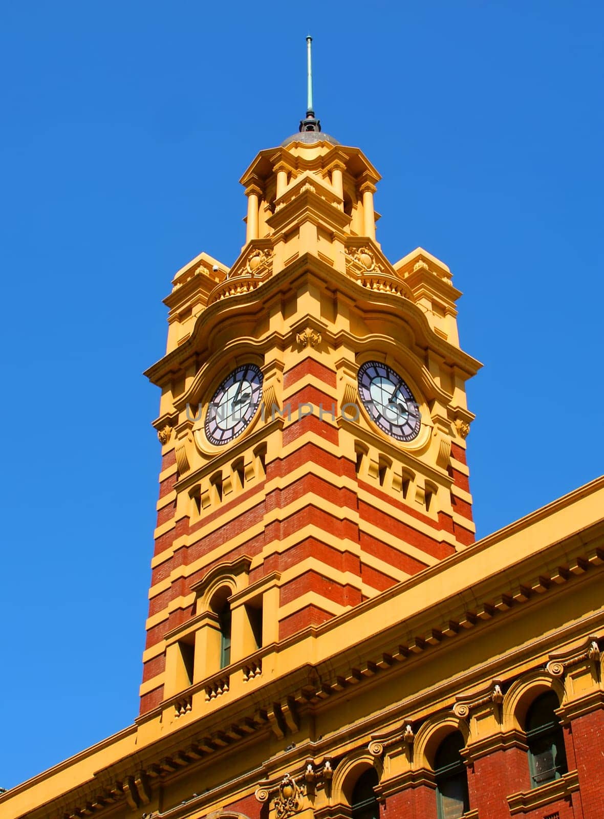 Melbourne, Australia - November 14, 2005: The Flinders Street Station is a train station in the city Melbourne, Australia.  This historically significant building has been operating for over a century and is one of Melbourne's most recognizable landmarks.