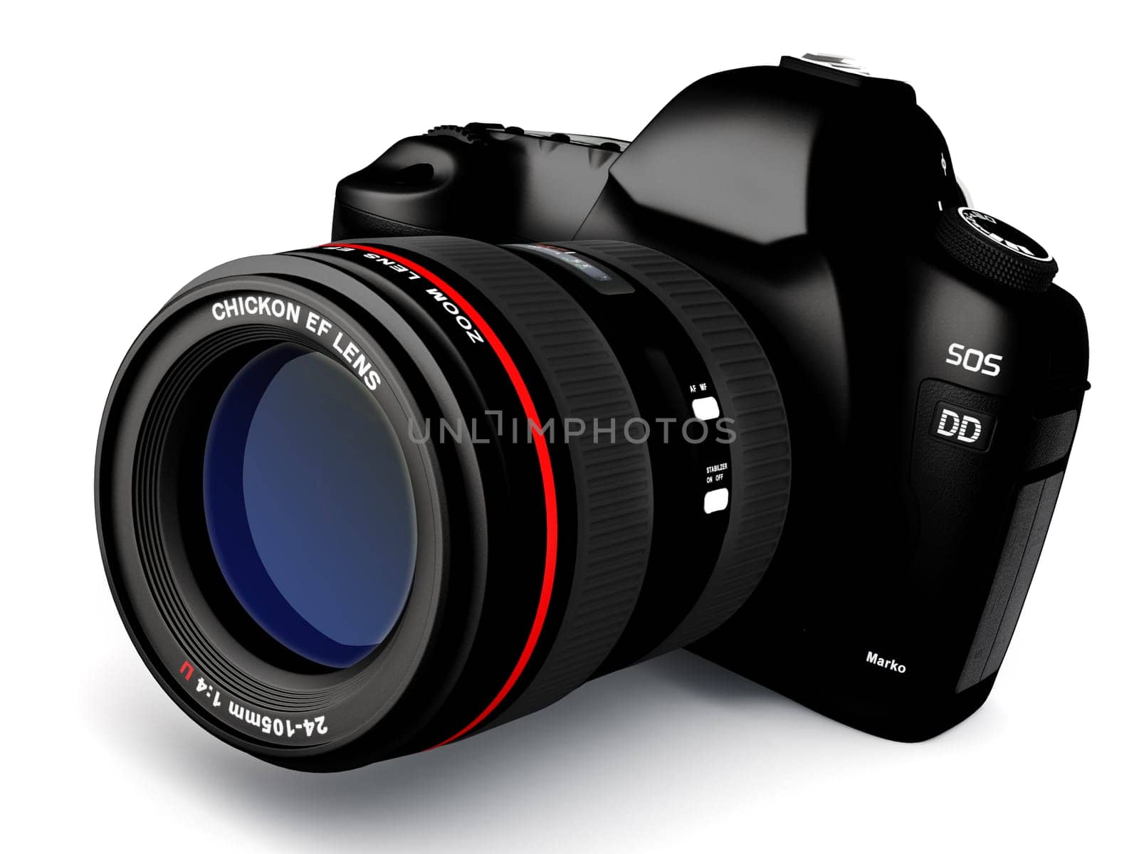 Digital photo camera isolated on white - 3D render