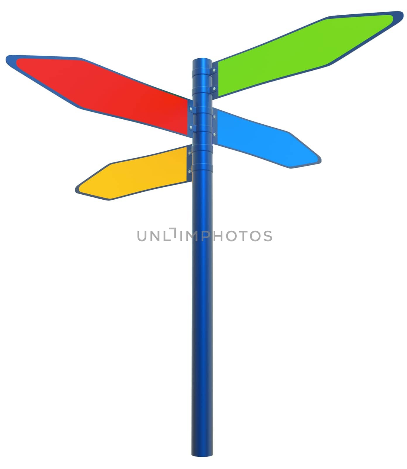 road sign pointing into four different directions