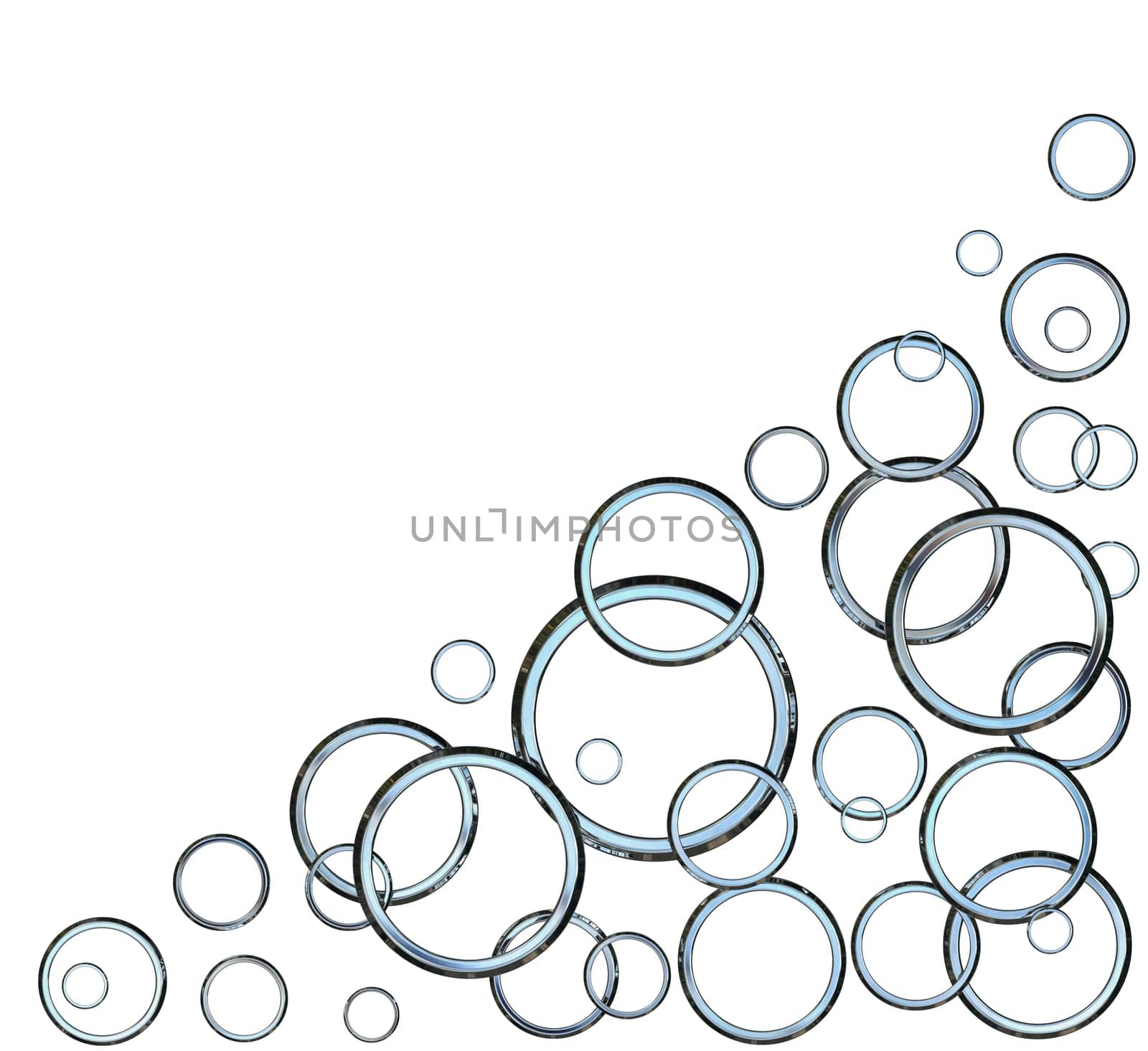 big and small rings folded triangle in the corner for advertise on white background