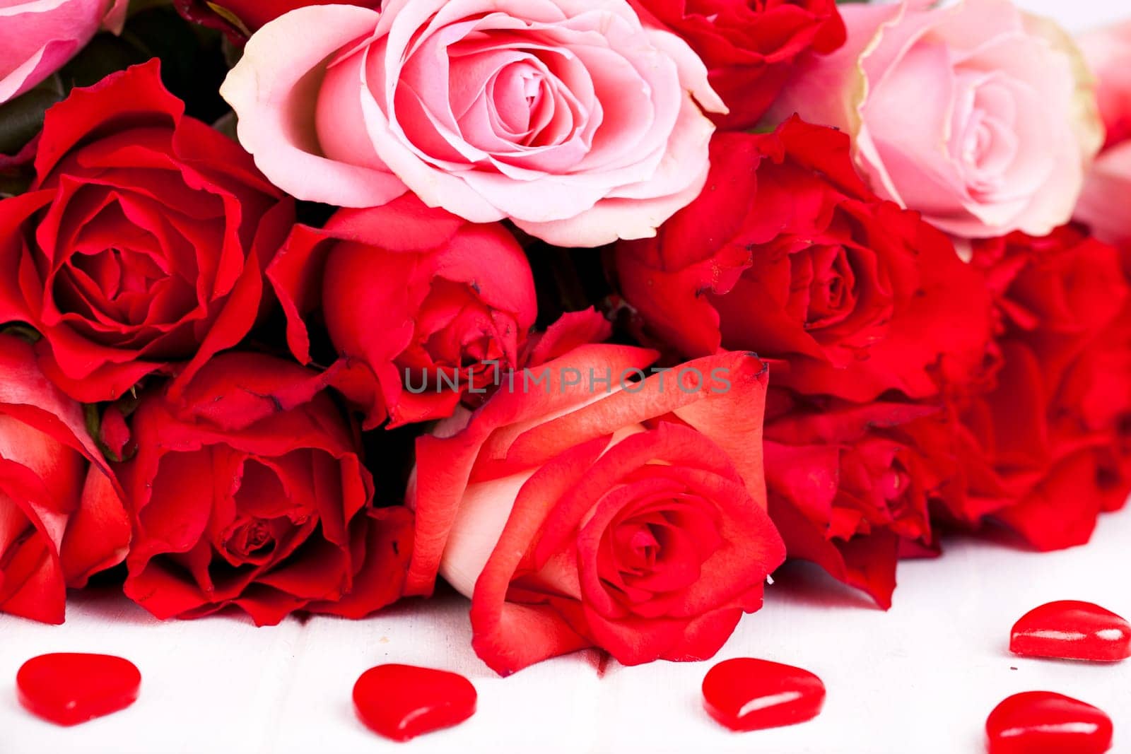 many roses tied as a bouquet