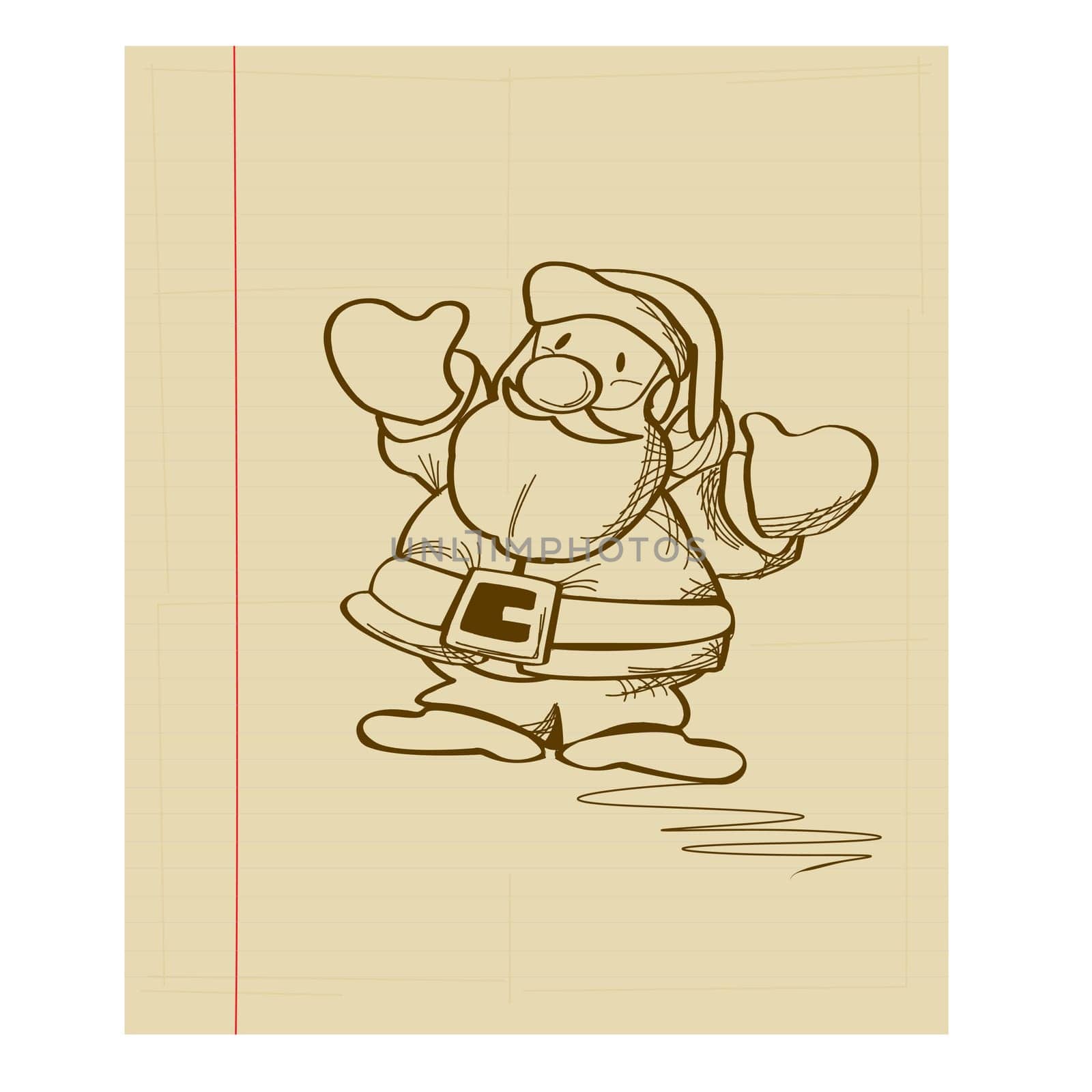 Doodle sketch drawing of and Santa Claus