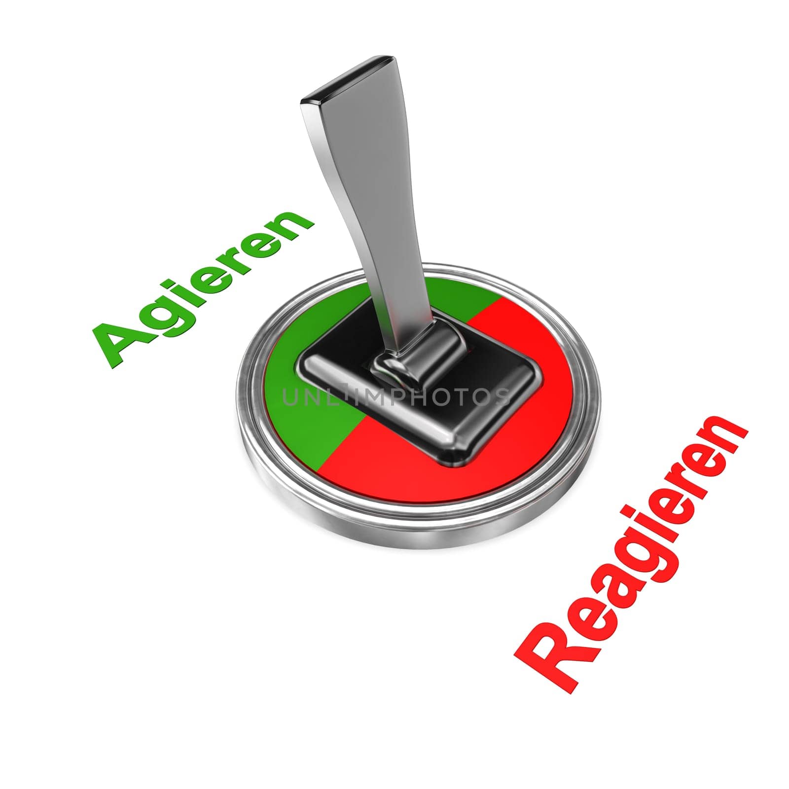 Switches with the text "act"" and ""react""."