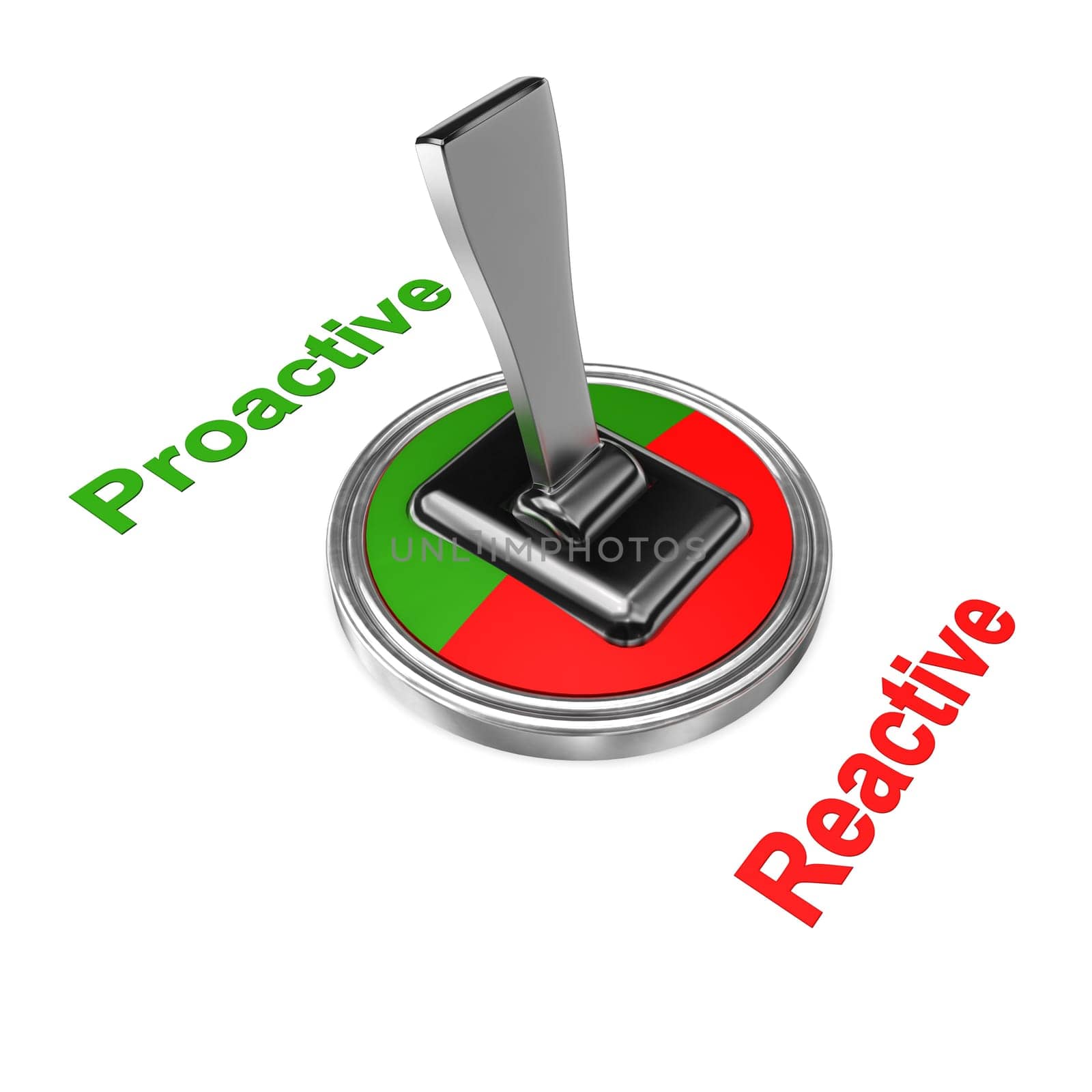Switch symbol with text "Proactive"" and ""reactive"". White background."