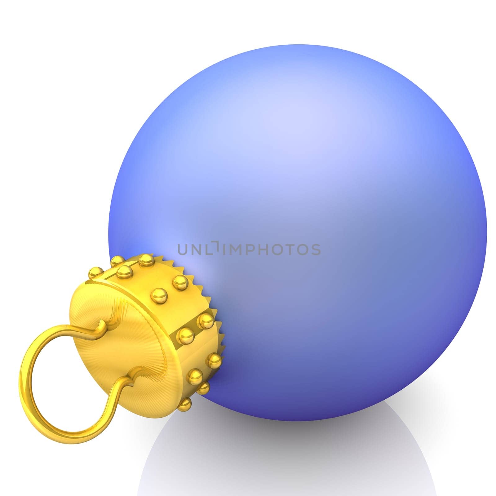 Blue Christmas bauble on the white background.