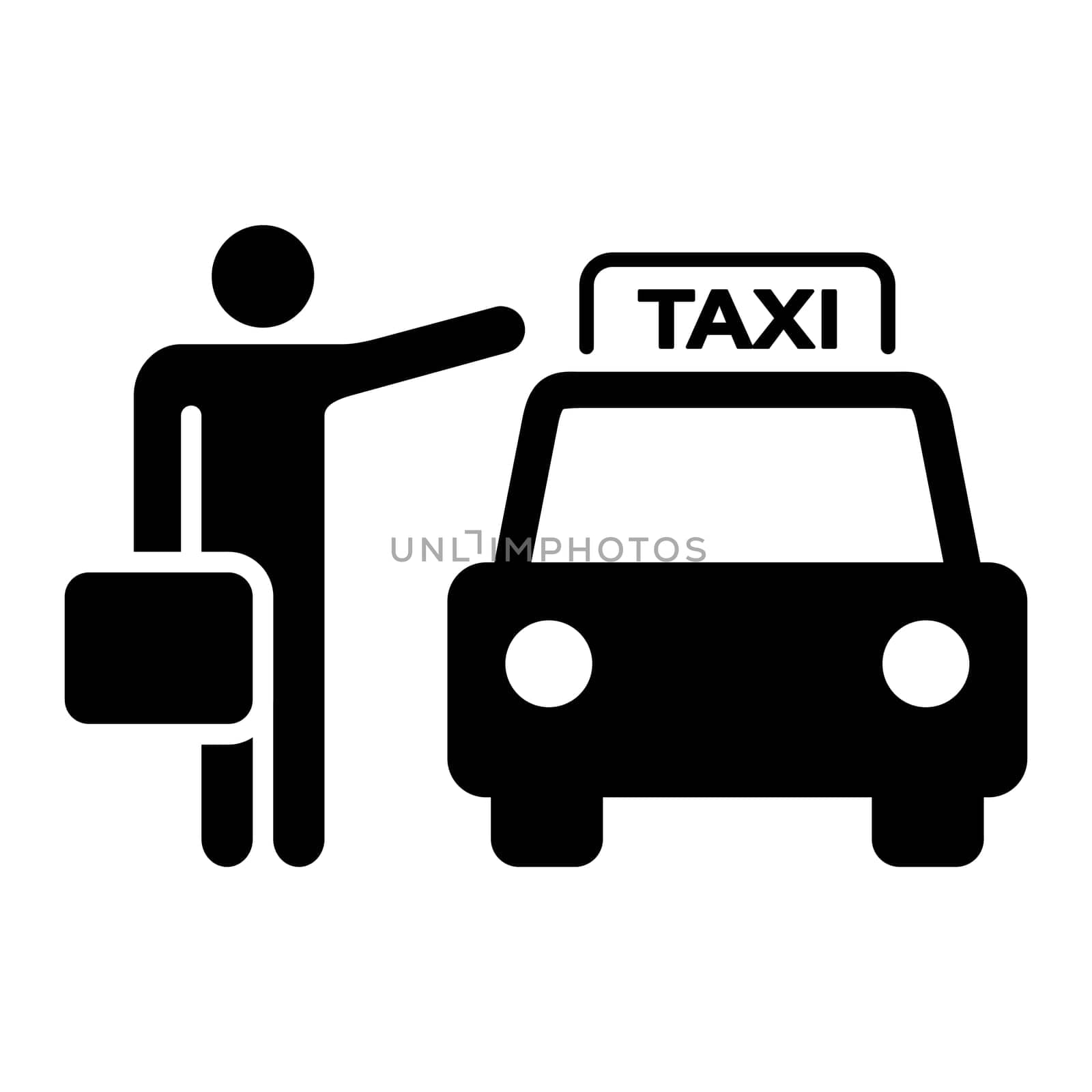 Travel Illustration of a taxi cab and passenger waving
