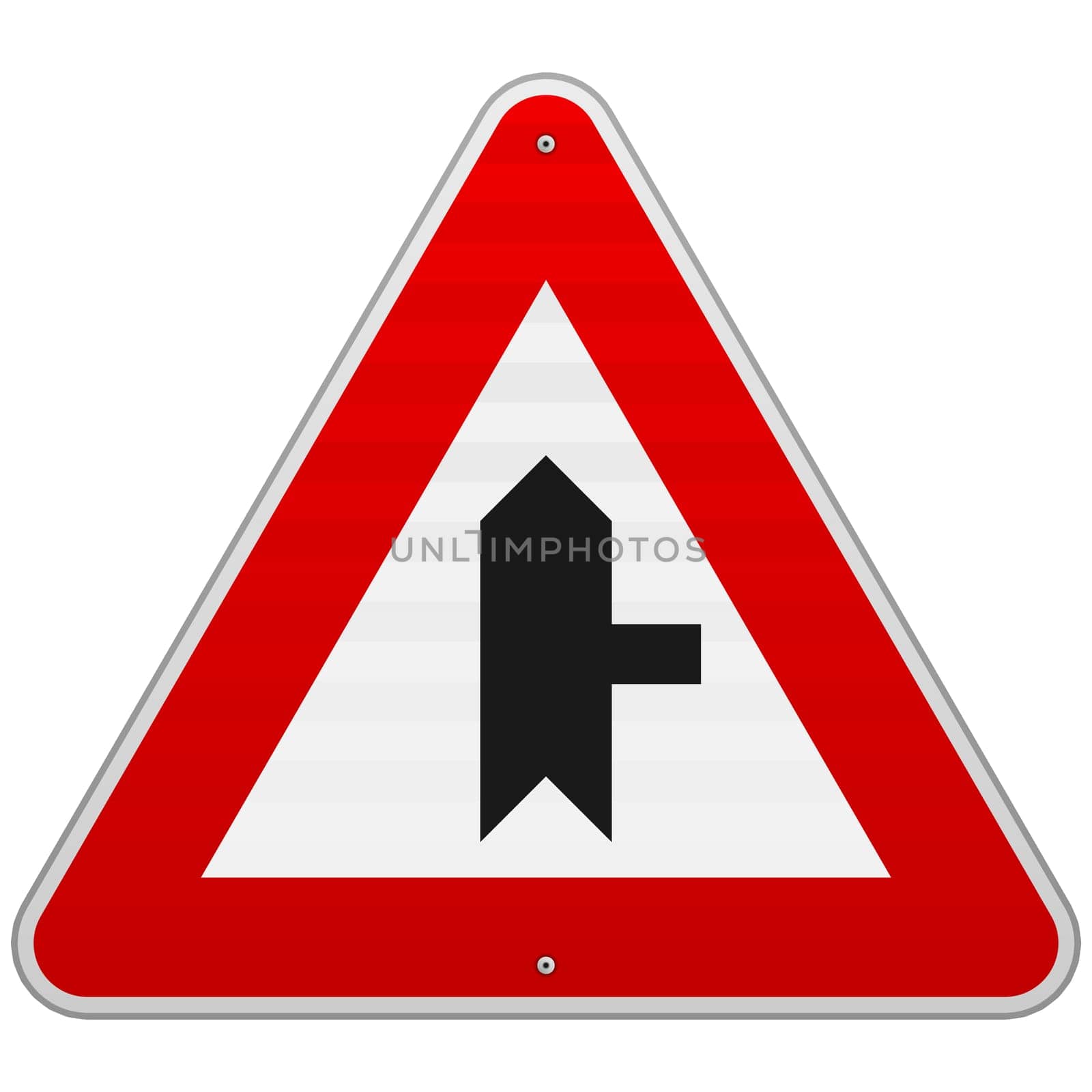 Crossroad shape and direction triangle symbol with red border