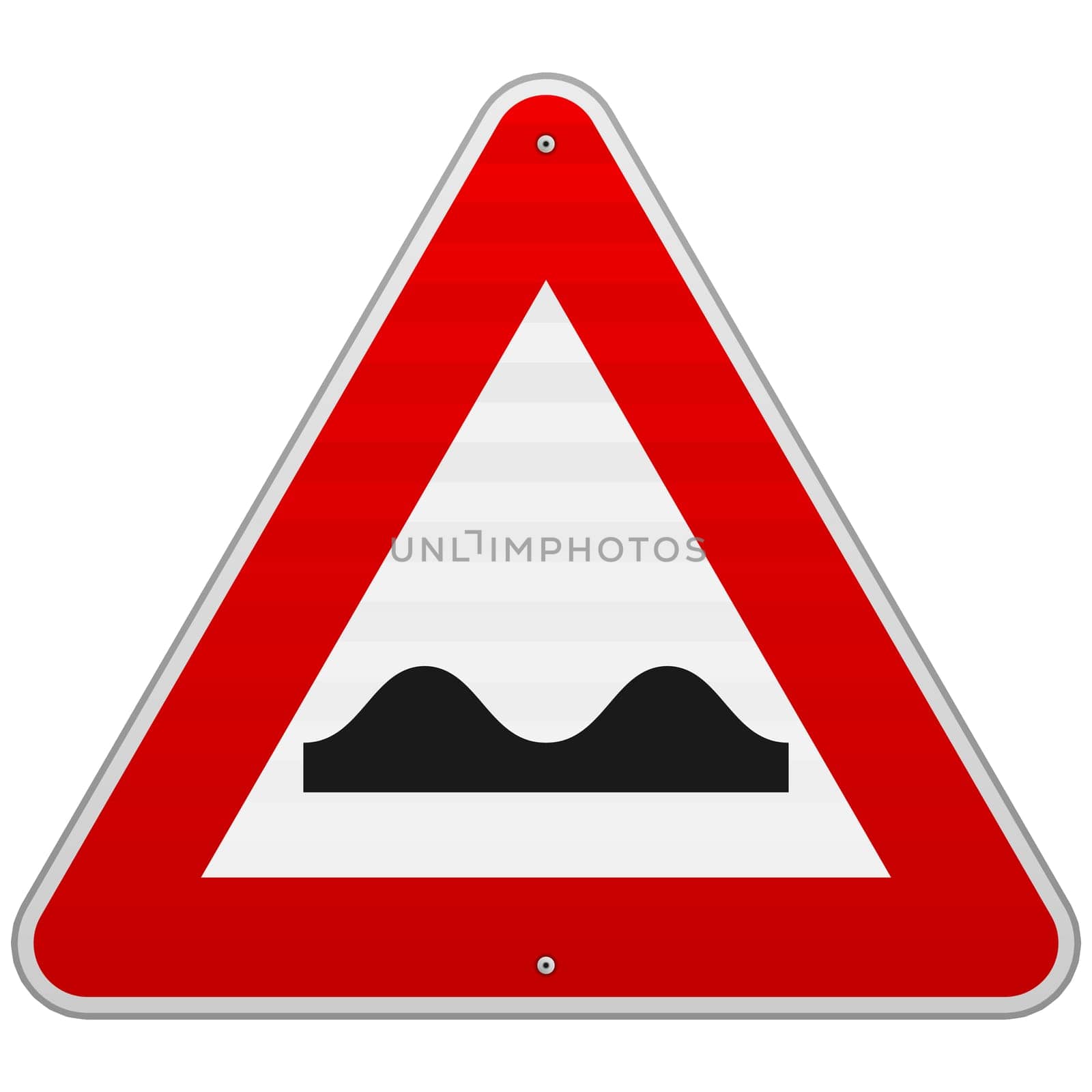 European red triangle sign with bumps symbol